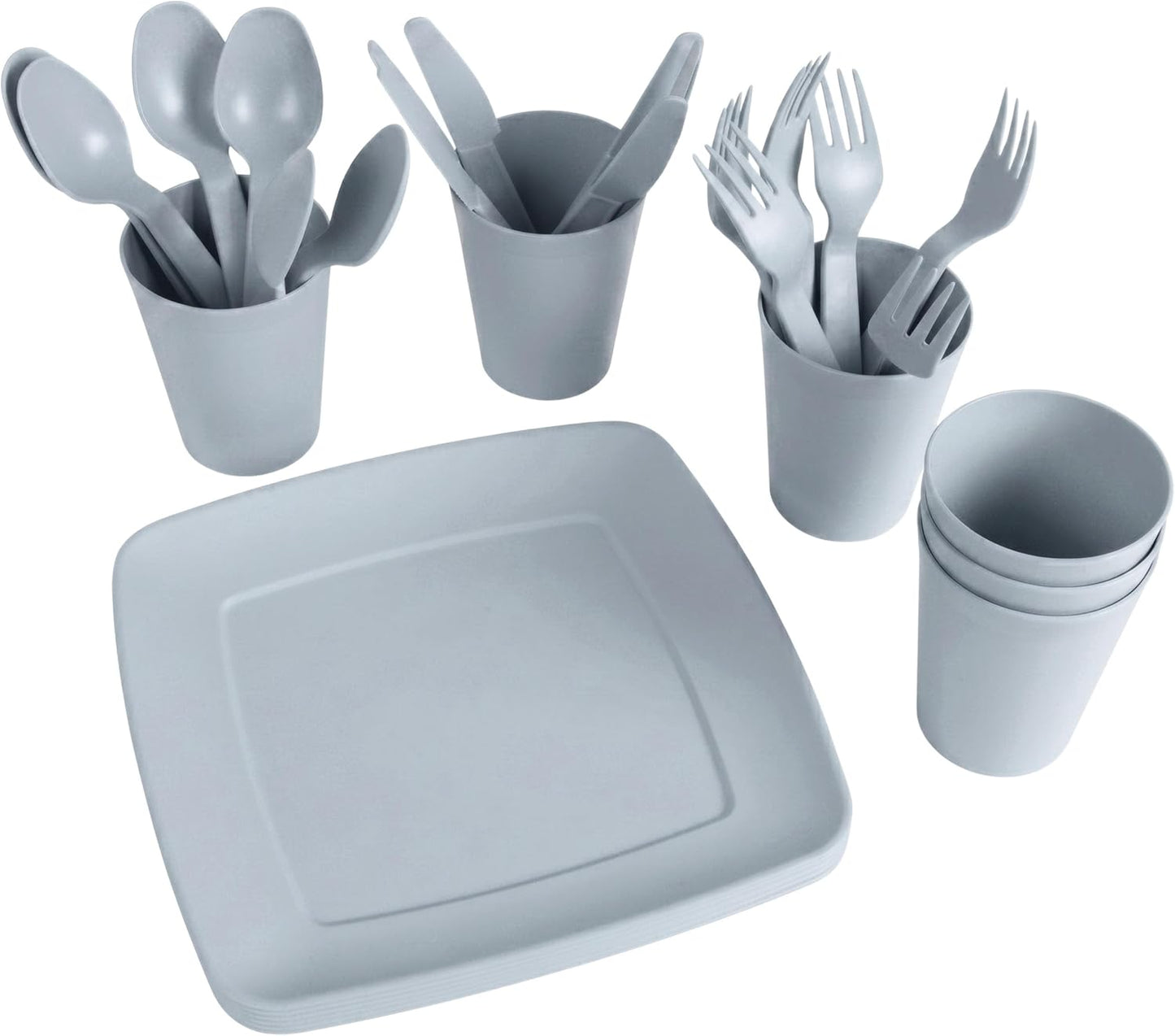 32-teiliges Campinggeschirr-Set, Grau