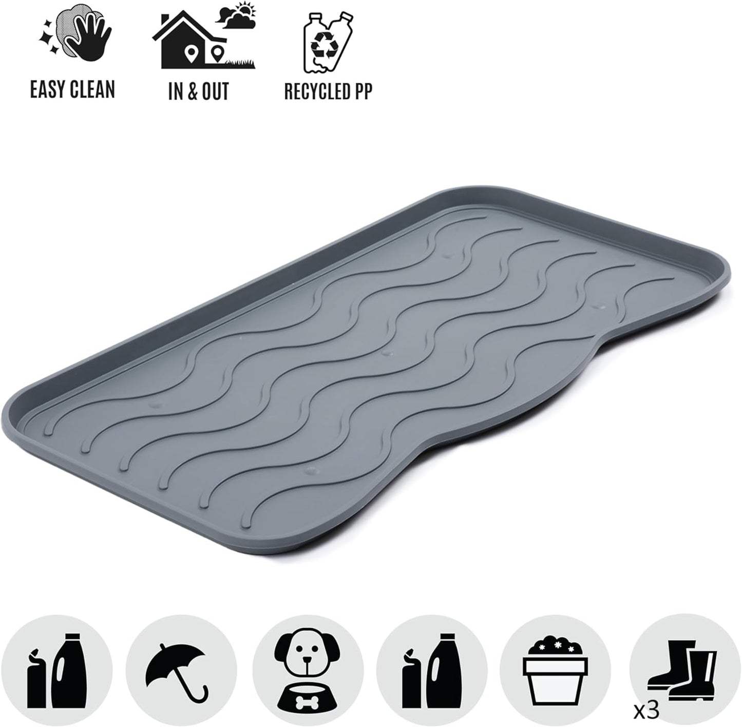 3-teiliges Schuhabtropfschalen-Set, Grau 38 x 75 cm 3 Stück