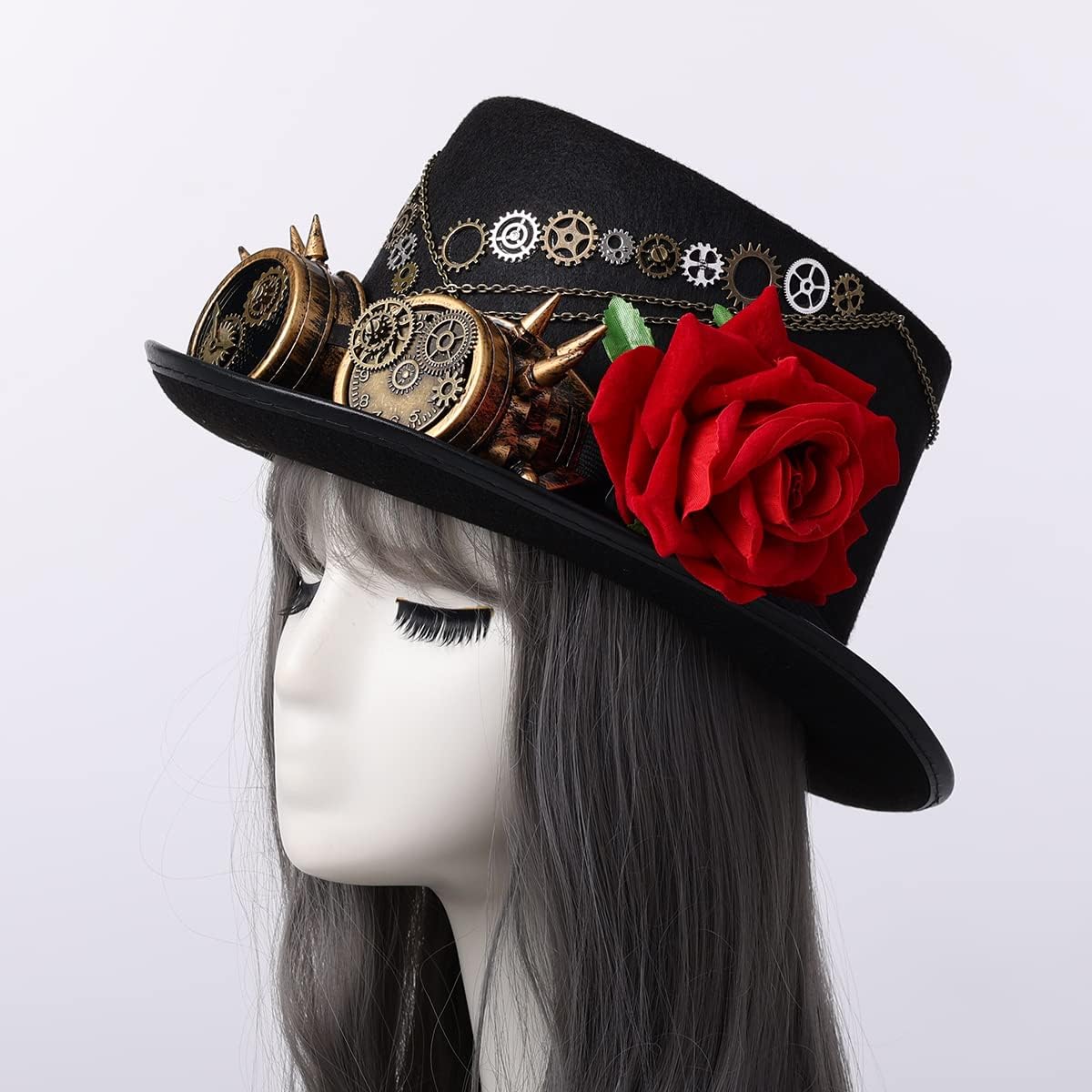 Steampunk Zylinderhut mit Brille, Farbe E M
