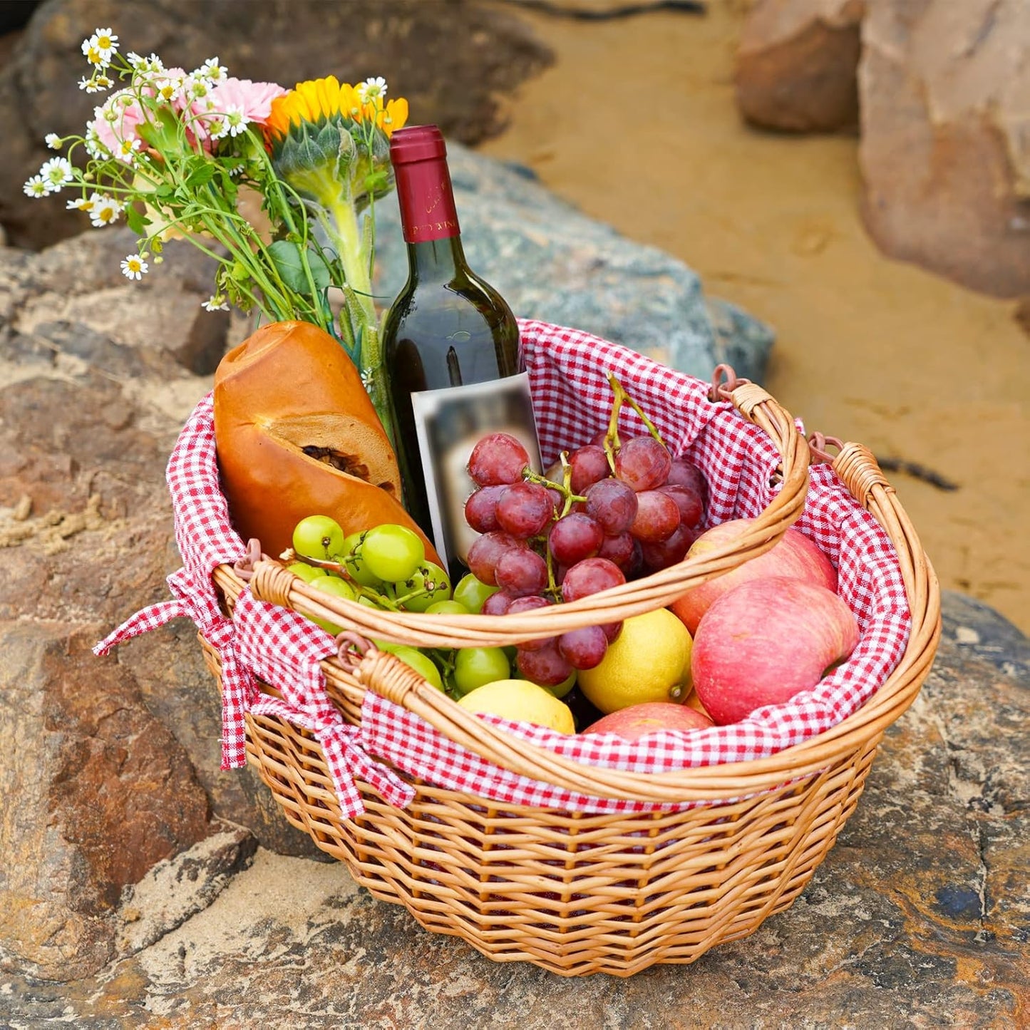 Picknickkorb mit Doppelfaltgriffen, Rot