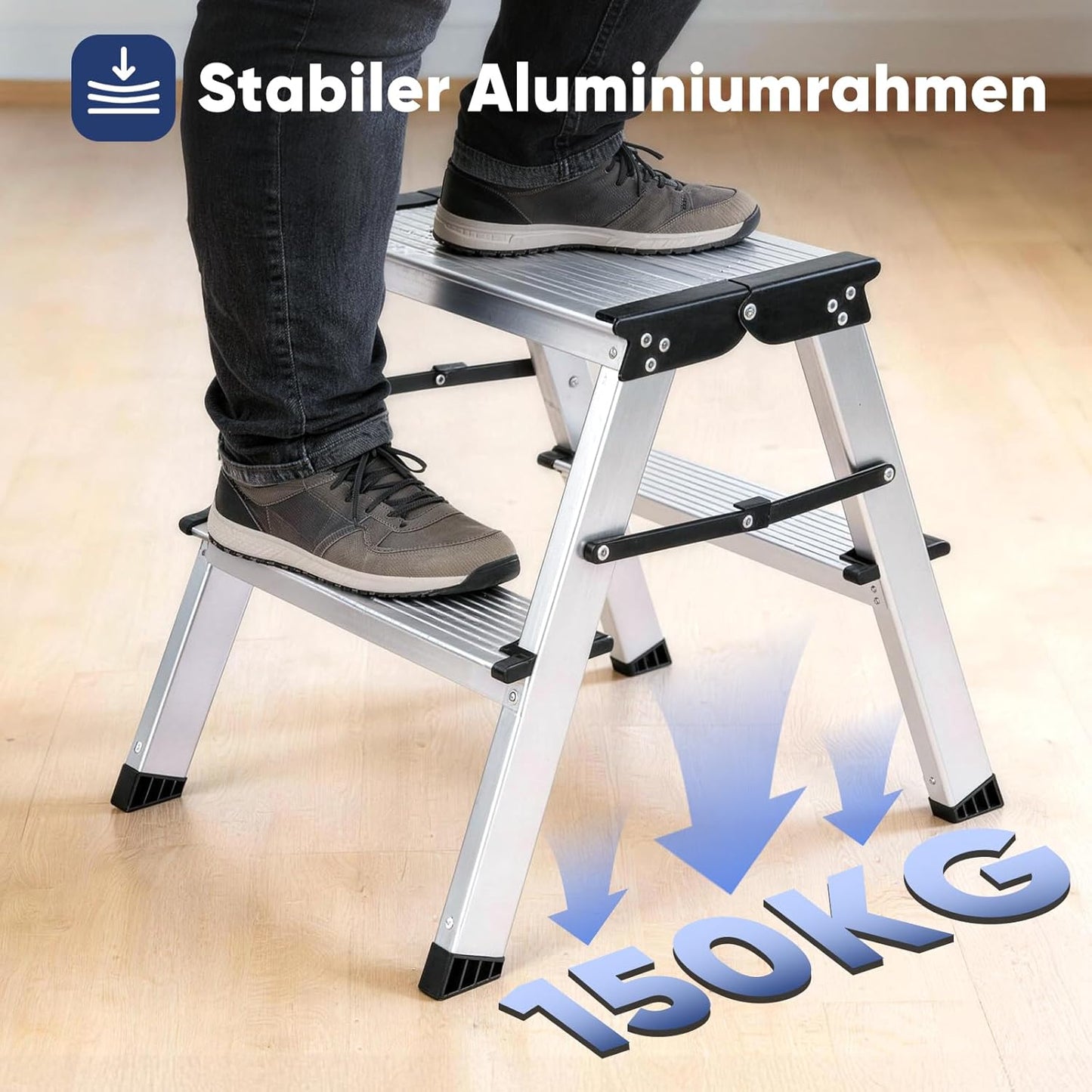 Klappbare Aluleiter mit 2 Stufen, 2 stufen (39 cm)