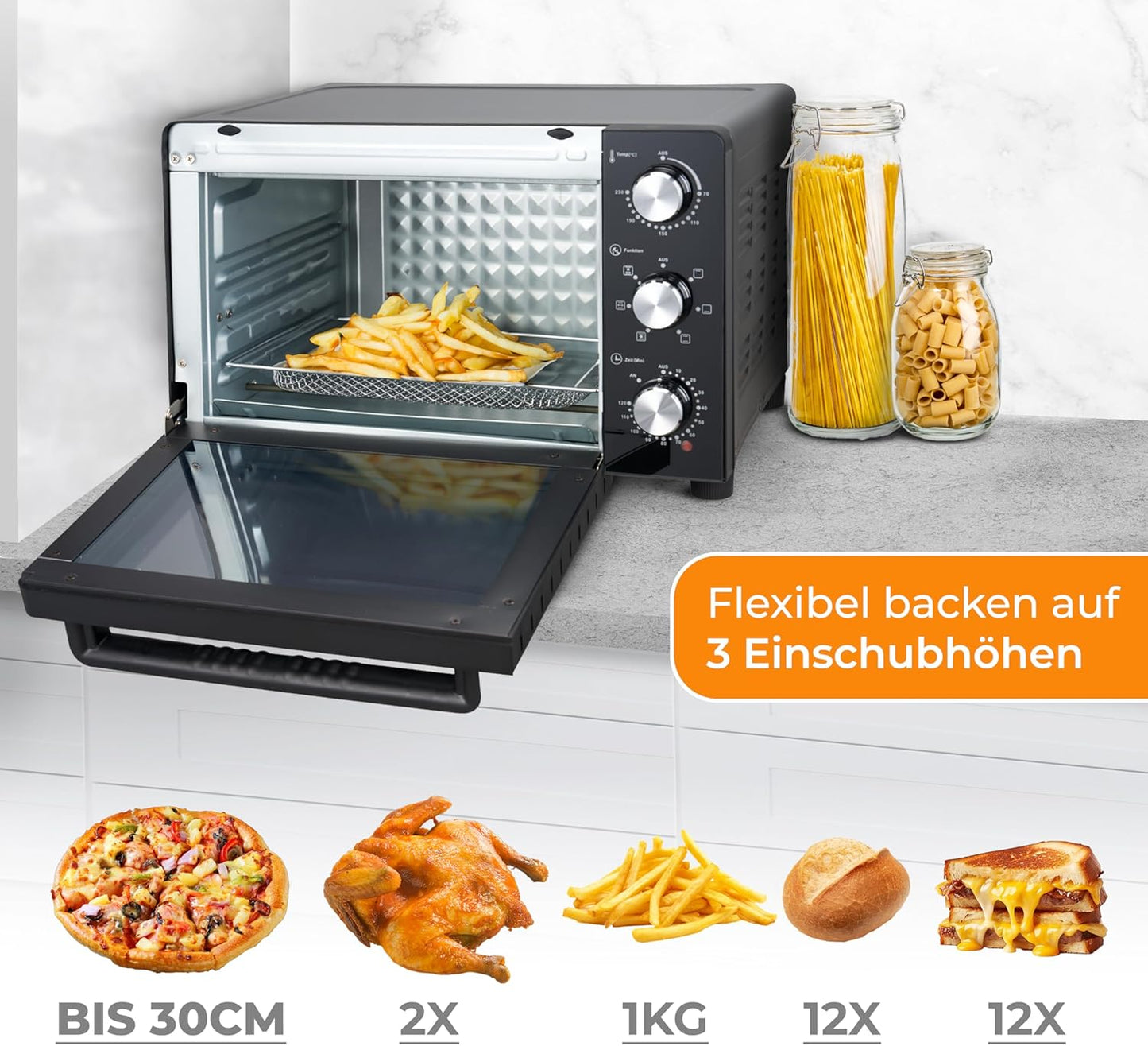 Minibackofen mit Umluft & Drehspiess