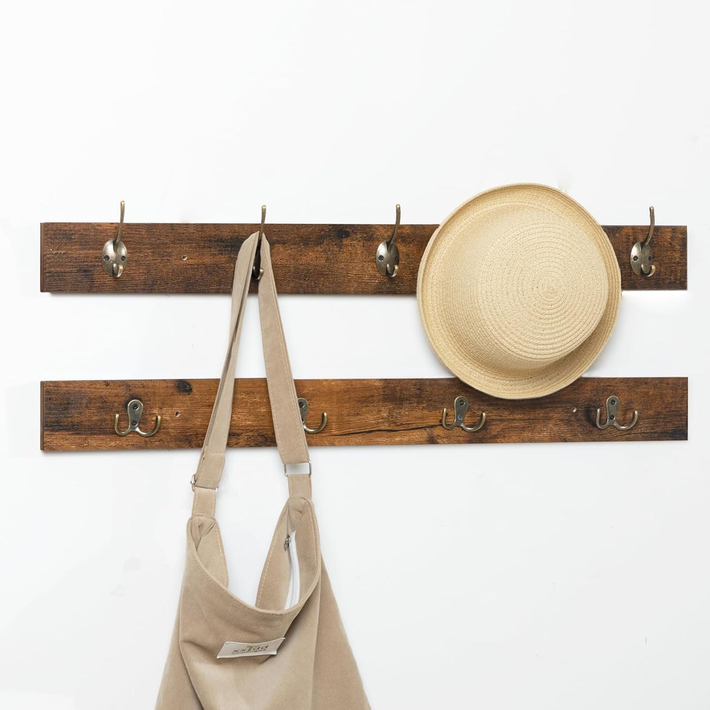 Garderobe und Schuhregal-Set mit Sitzbank und Haken, Vintagebraun + Braun 100 cm x 30 cm x 48 cm