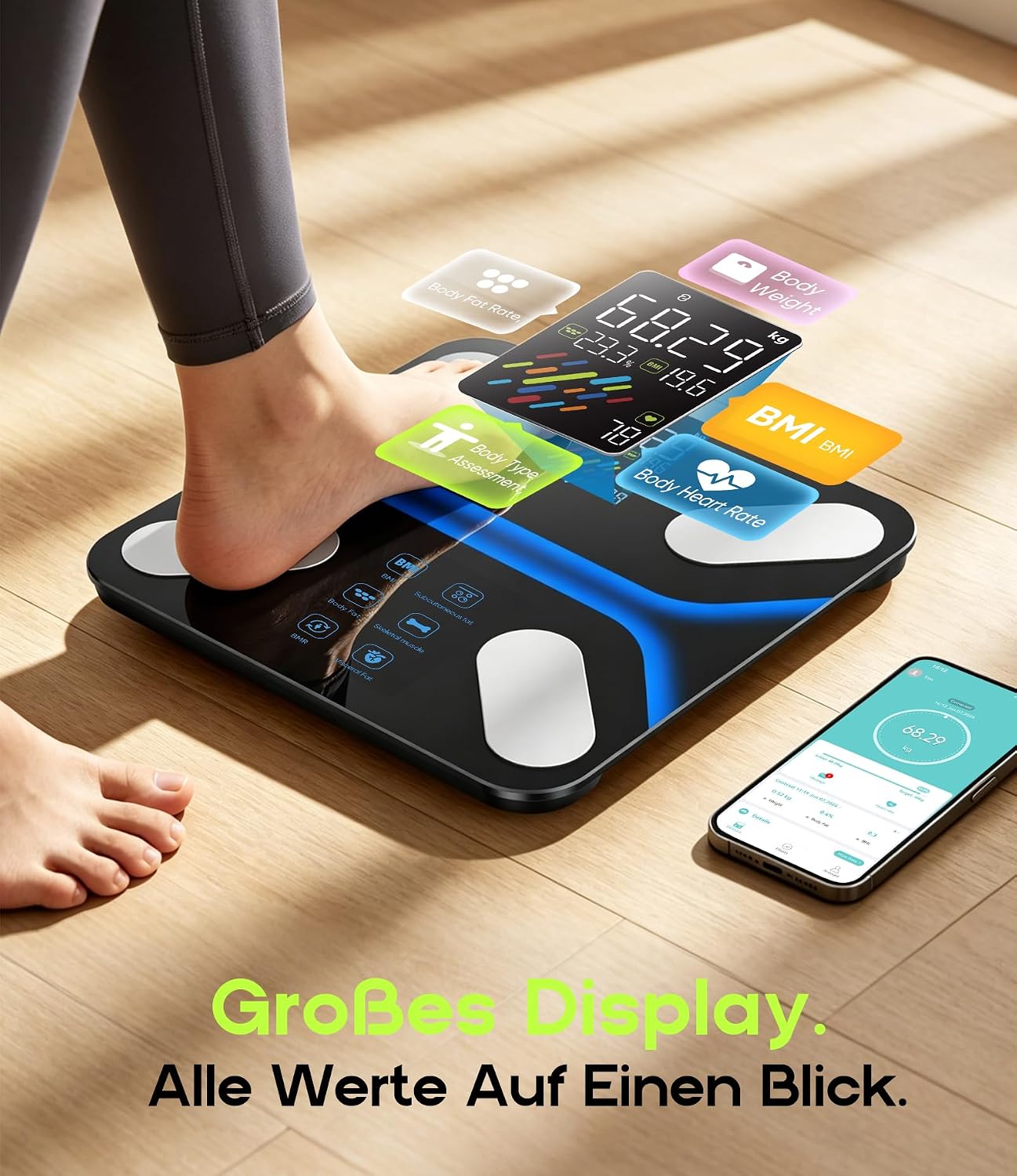 Digitale Körperfettwaage, Schwarz