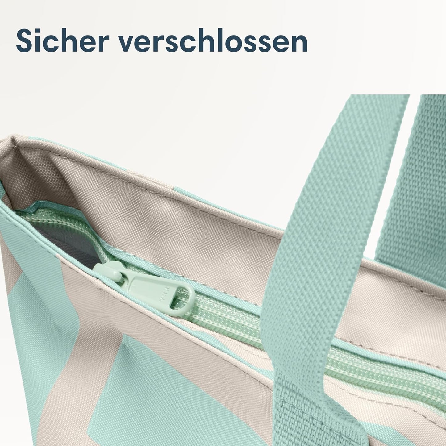Grosse Strandtasche Linn mit Reissverschluss, Mint