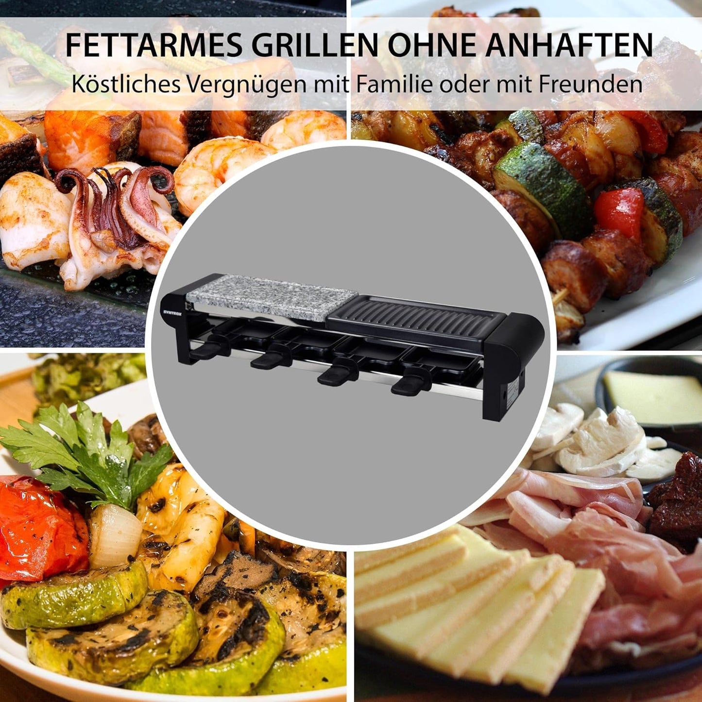 RAC-600W-Thurgau Raclette für 4 Personen, mit Grill und Heissem Stein