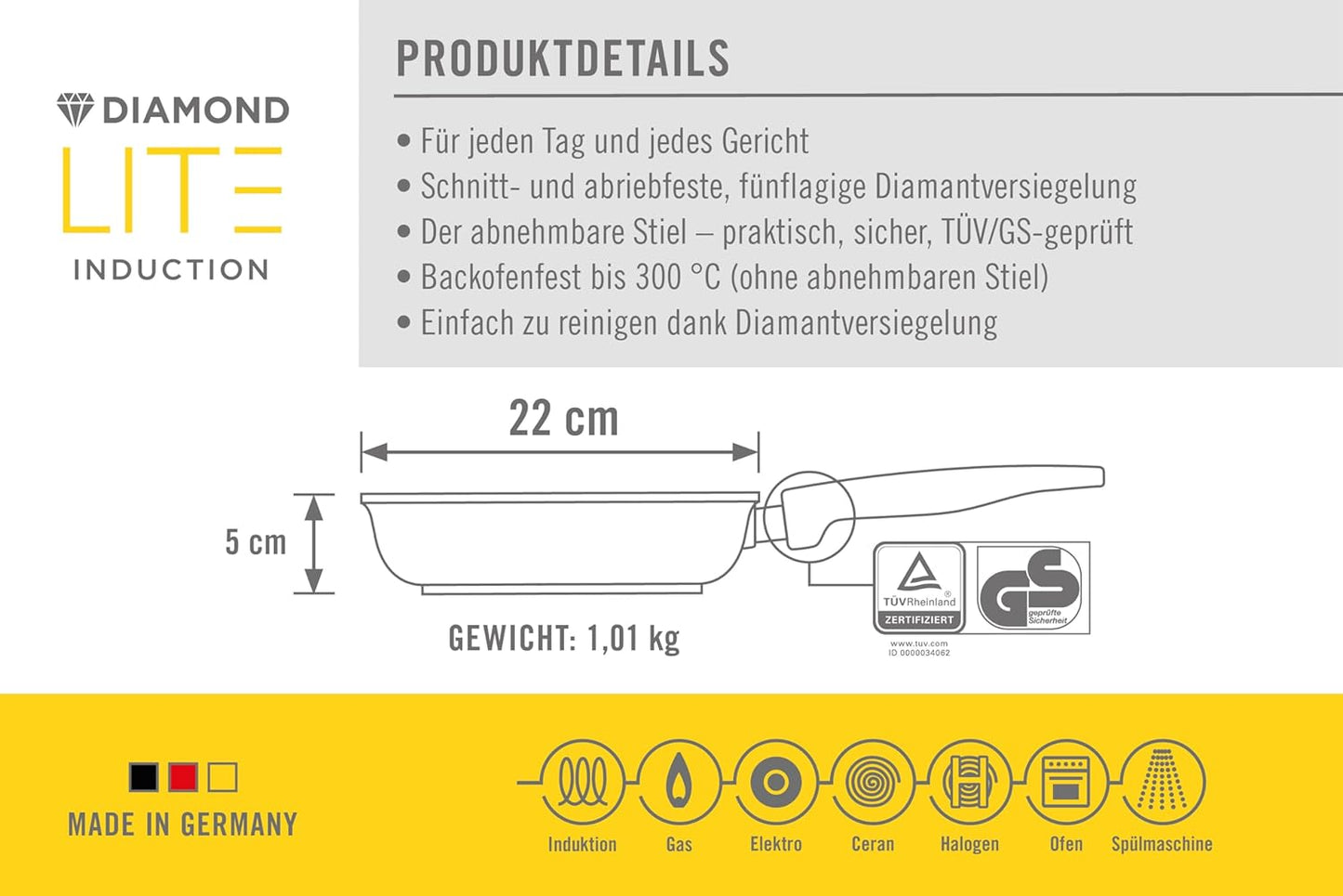 Diamond Lite Flachpfanne, Ø 22 cm, 5 cm hoch