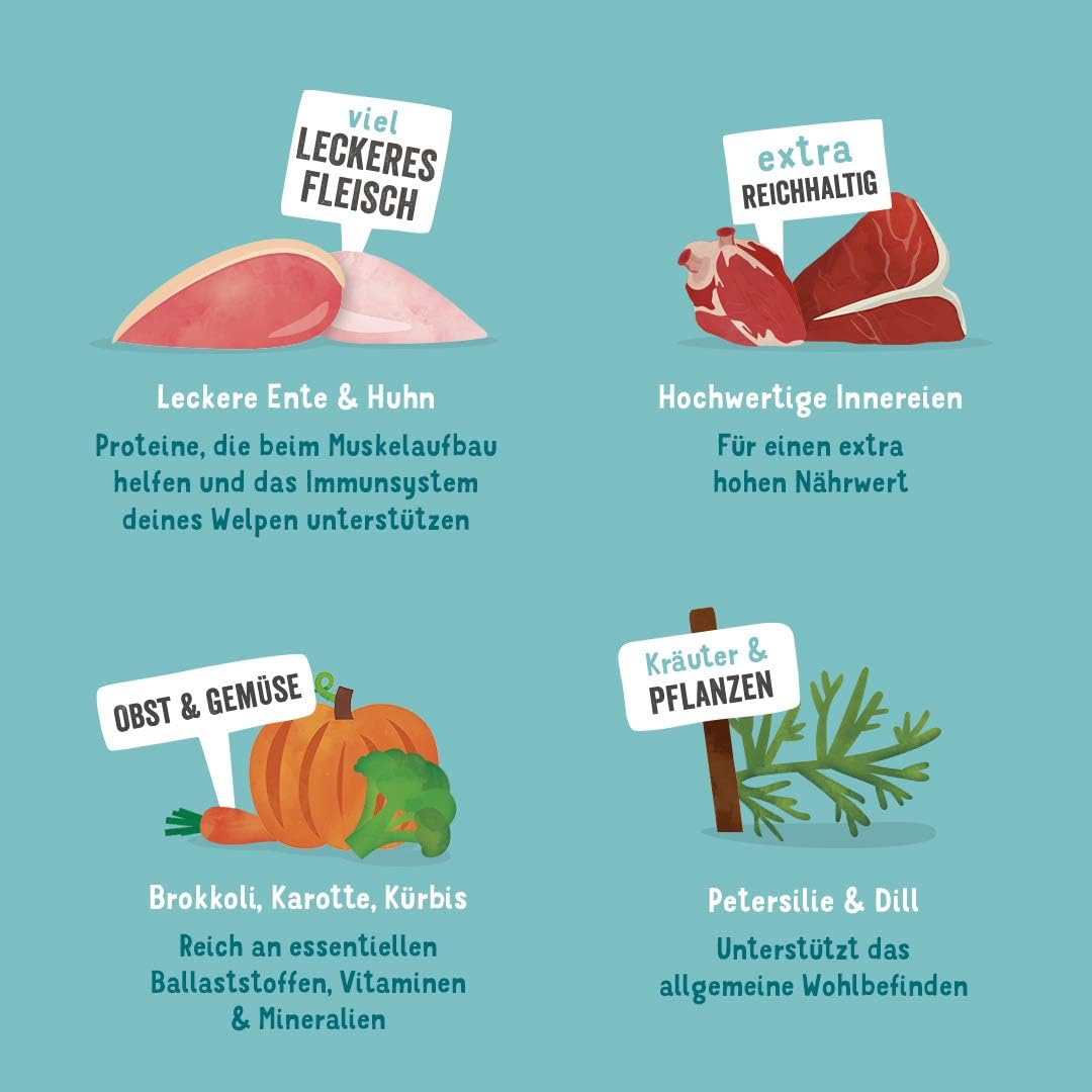 Hundefutter nass, Welpe Ente/Huhn, 150 g (11er Pack)