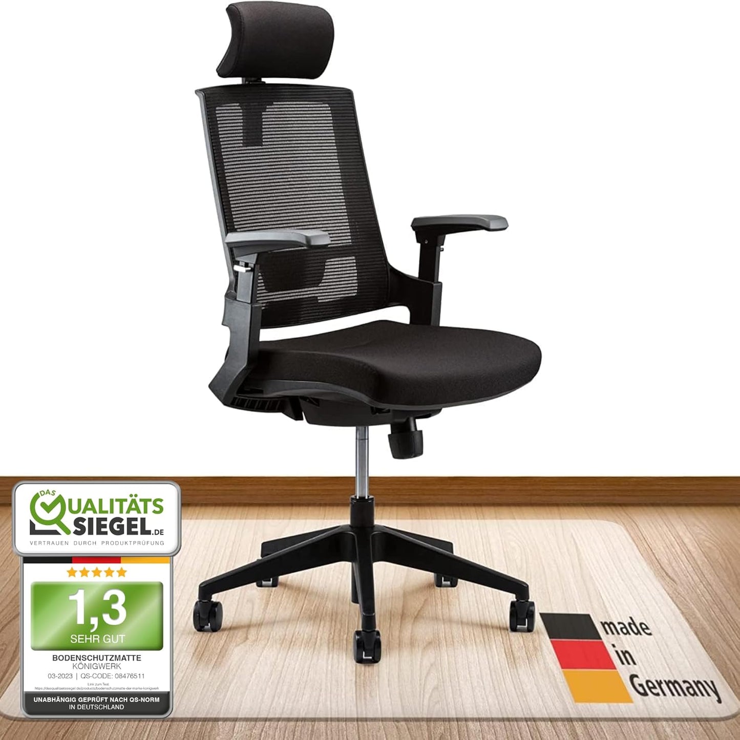 Rutschfeste Bodenschutzmatte für Bürostuhl, Transparent Milchig 118 x 145 cm