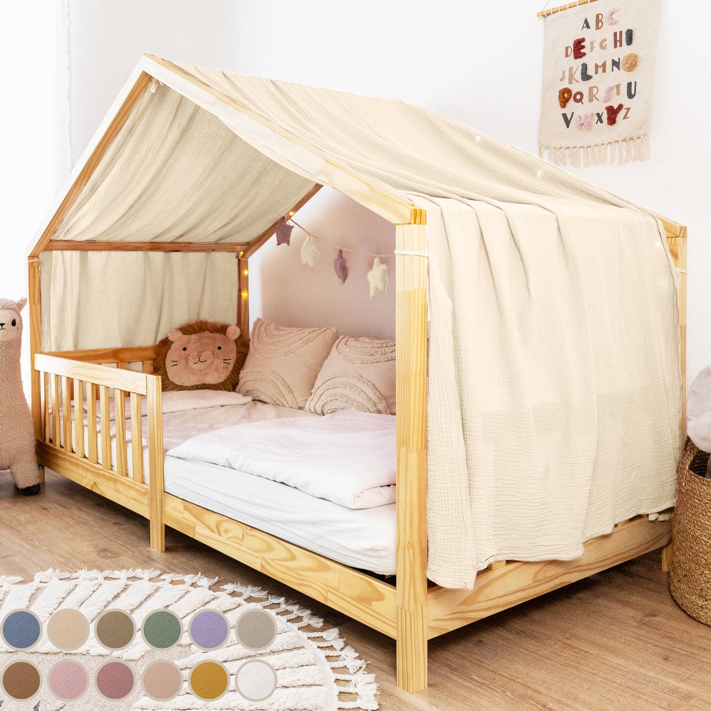 Stoffhimmel für Hausbett, Creme 135 x 320cm