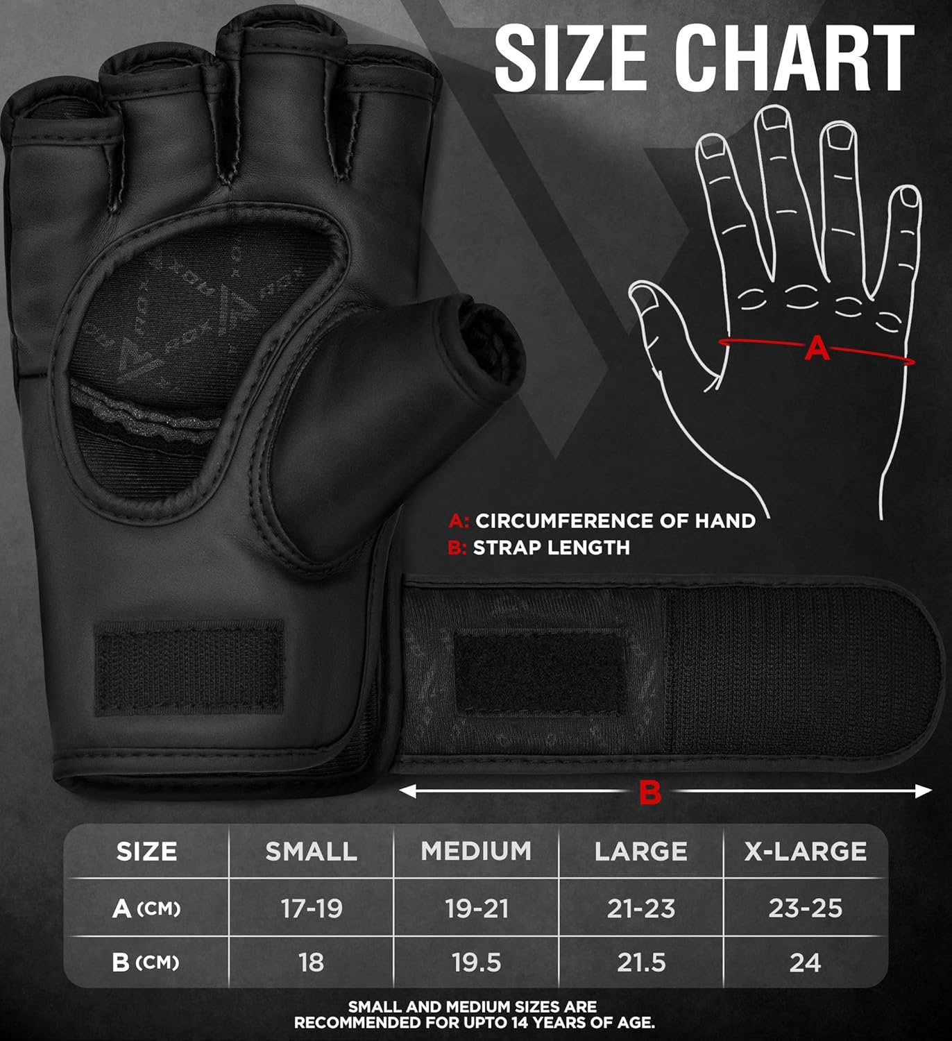 MMA Sparring- und Grappling-Handschuhe, Schwarz XL