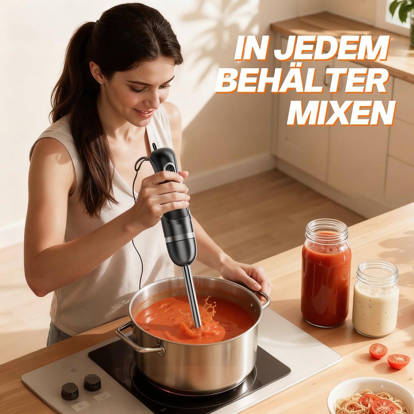 Stabmixer Edelstahl, 1 Schwarz