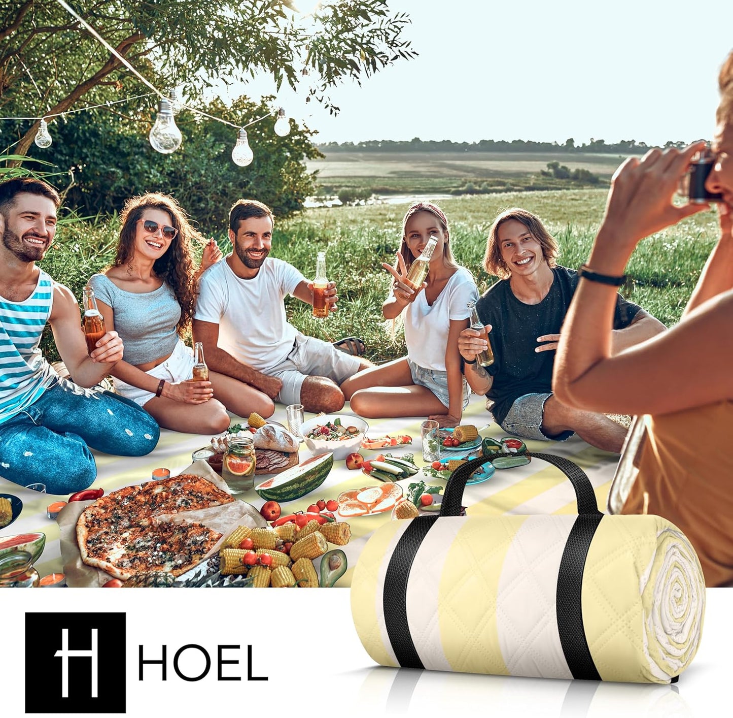 Picknickdecke, Gelb - Ivory
