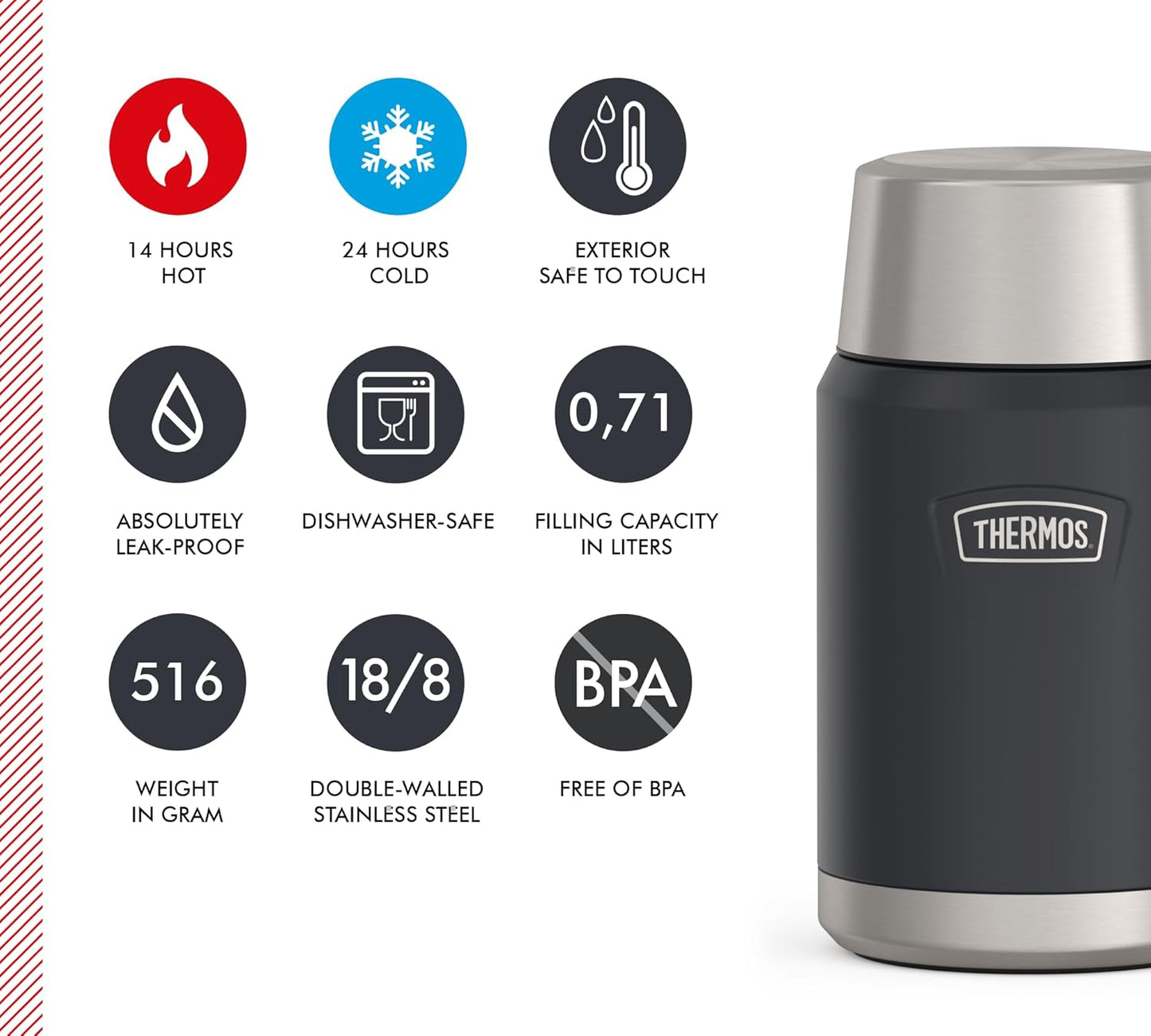 Thermos Stainless King, 710 ml Dunkelgrau / Graphite Mat