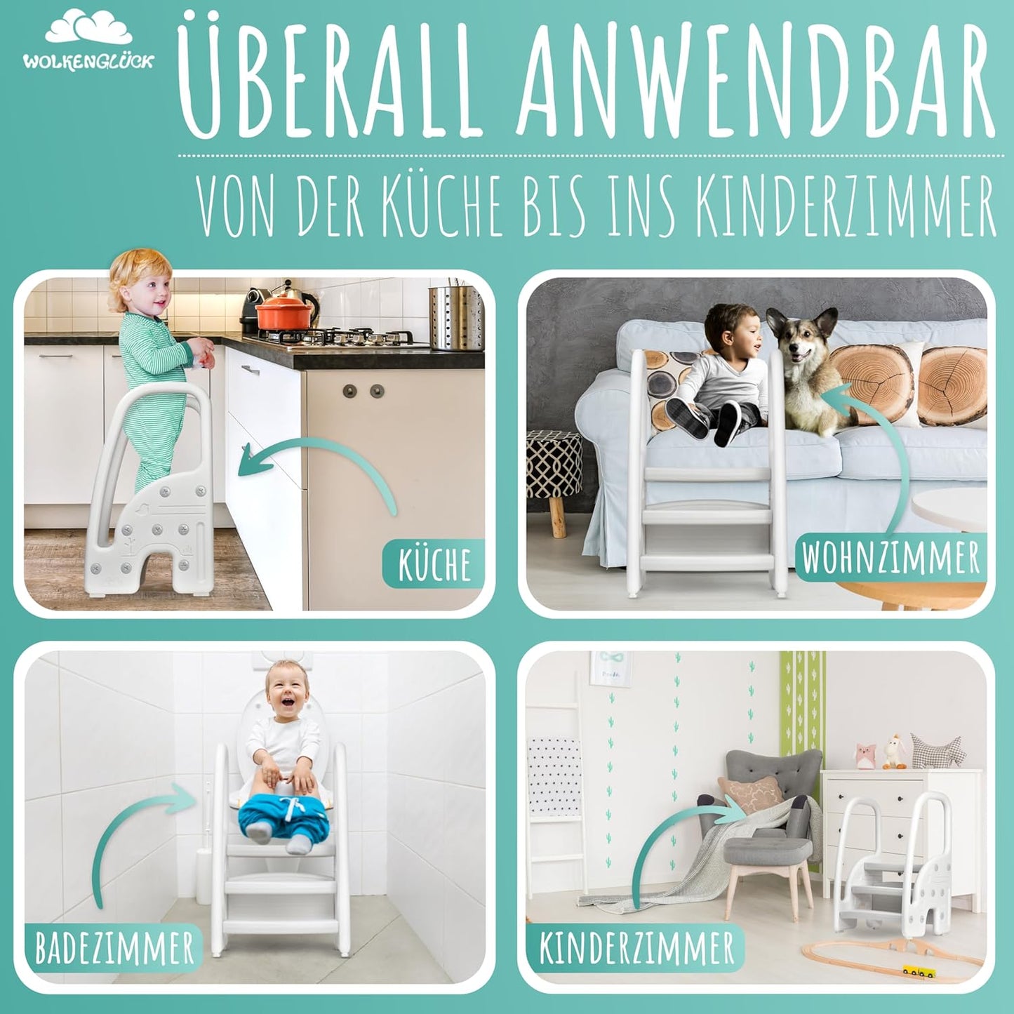 Tritthocker für Kinder, Grau