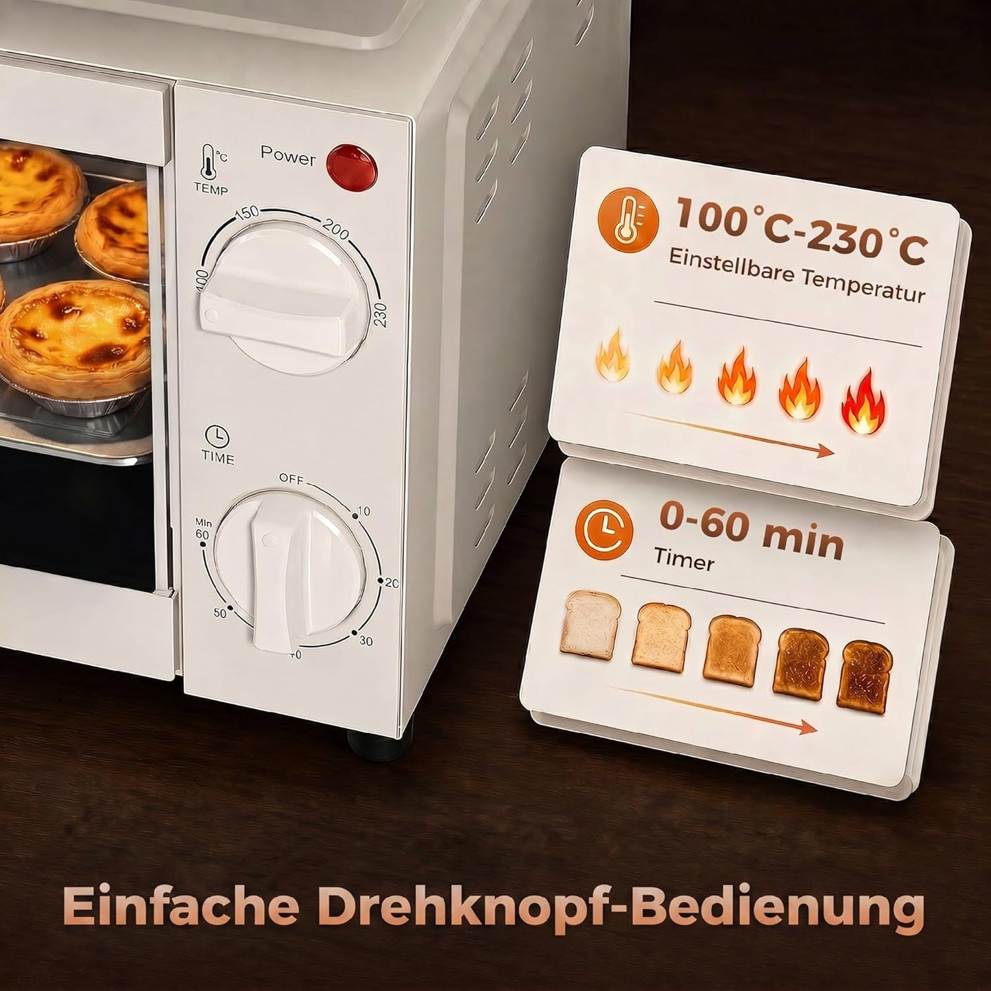 Mini-Backofen, 9 L, Cremeweiss