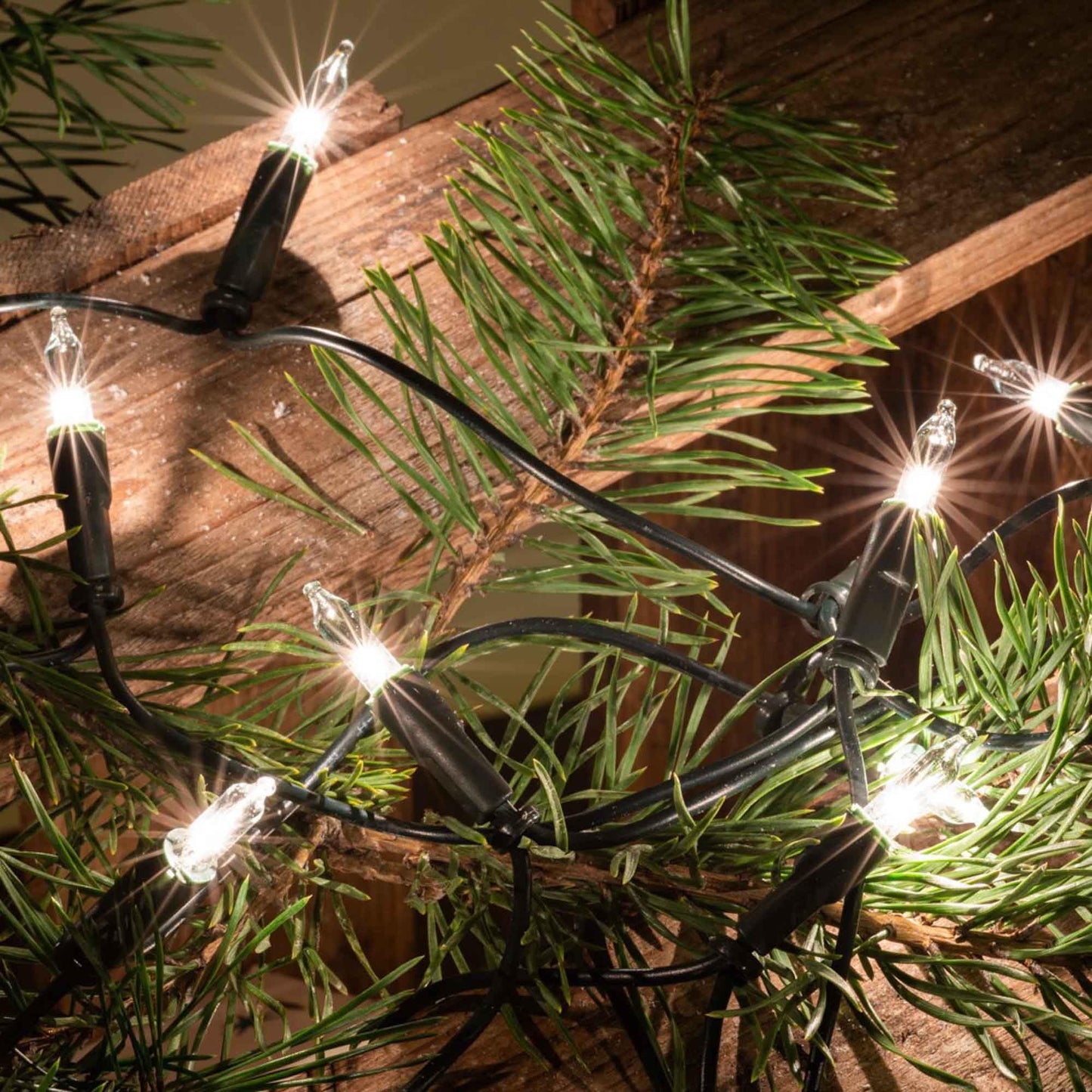 Lichterkette innen 35er für Weihnachtsbaum, Grünes Kabel - Transparente Lampe 35 Lichter / beleuchtet 5,1m