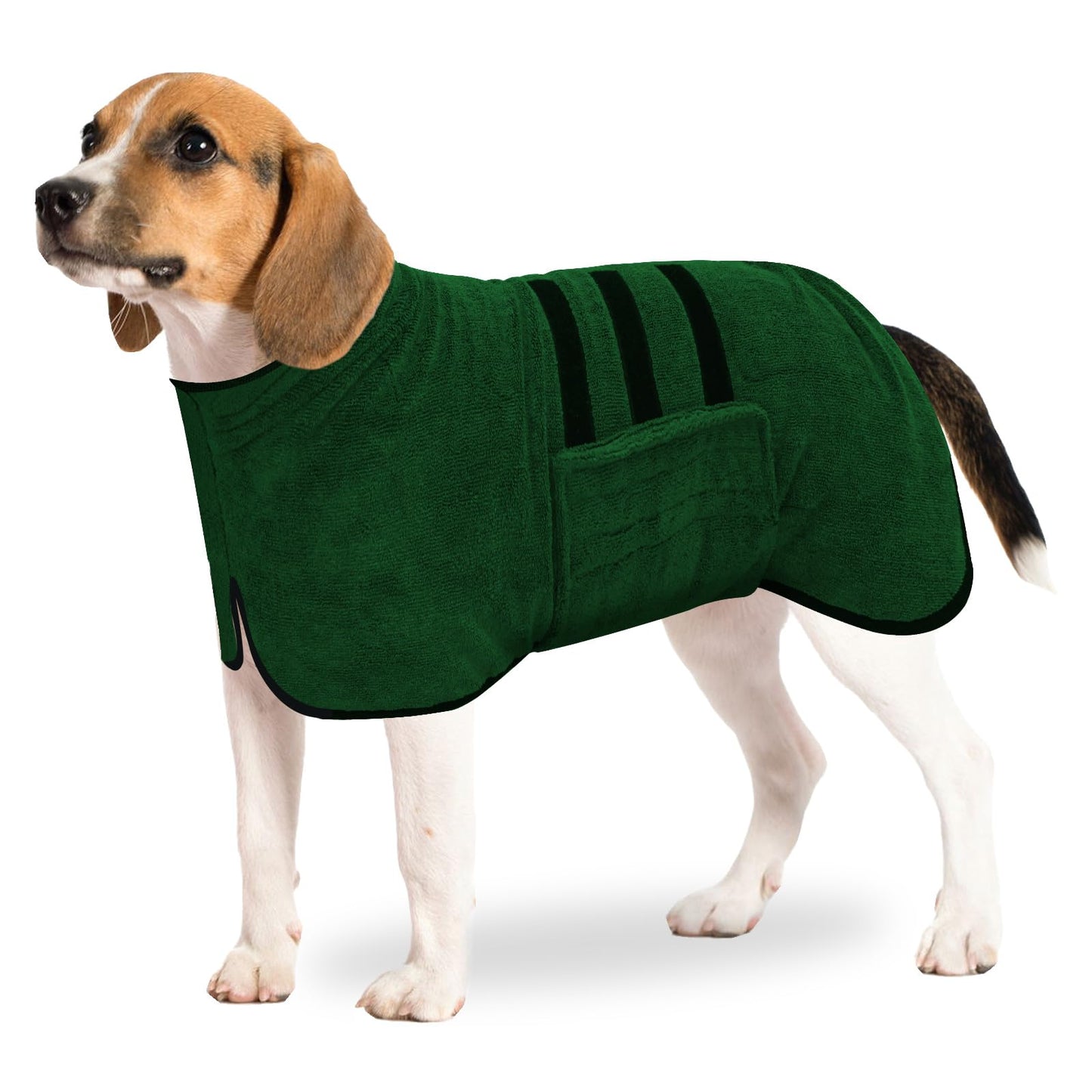 Mikrofaser Hundebademantel, extra saugfähig und schnelltrocknend, M Grün