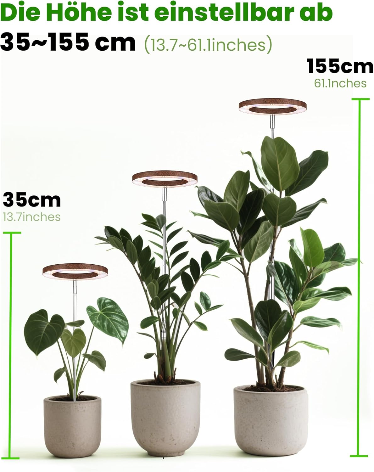 LED-Wachstumslampe mit Timer, Walnut Wood Grain 1 PCS