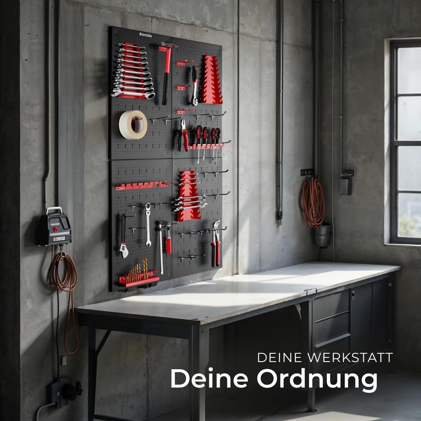 Werkzeuglochwand Set mit Halterungen, 4-teilig, 4-tlg.