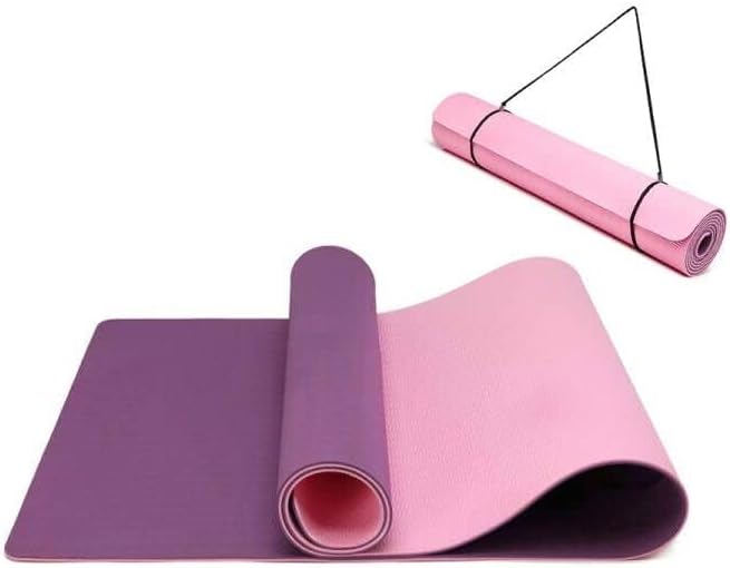 Rutschfeste Yogamatte aus TPE mit Tragegurt, Lila-Rosa 183 x 61 x 0.6 cm