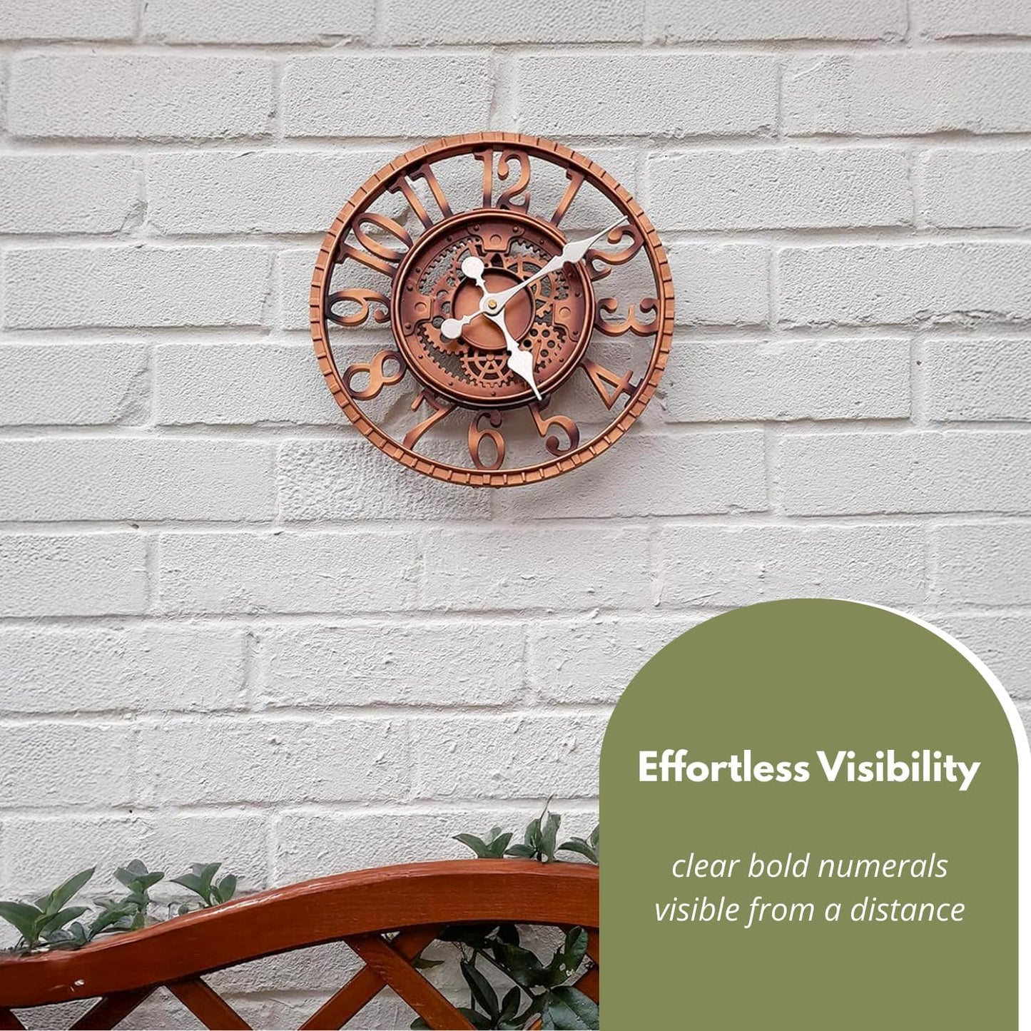 Wetterfeste Gartenuhr, Bronze Face Ouverte 30 Cm Horloge (Gclock6)