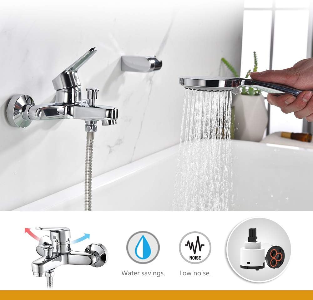 Roma Einhand Badewannenarmatur mit Duschkopf und Schlauch, Mit Duschkopf Badewanne