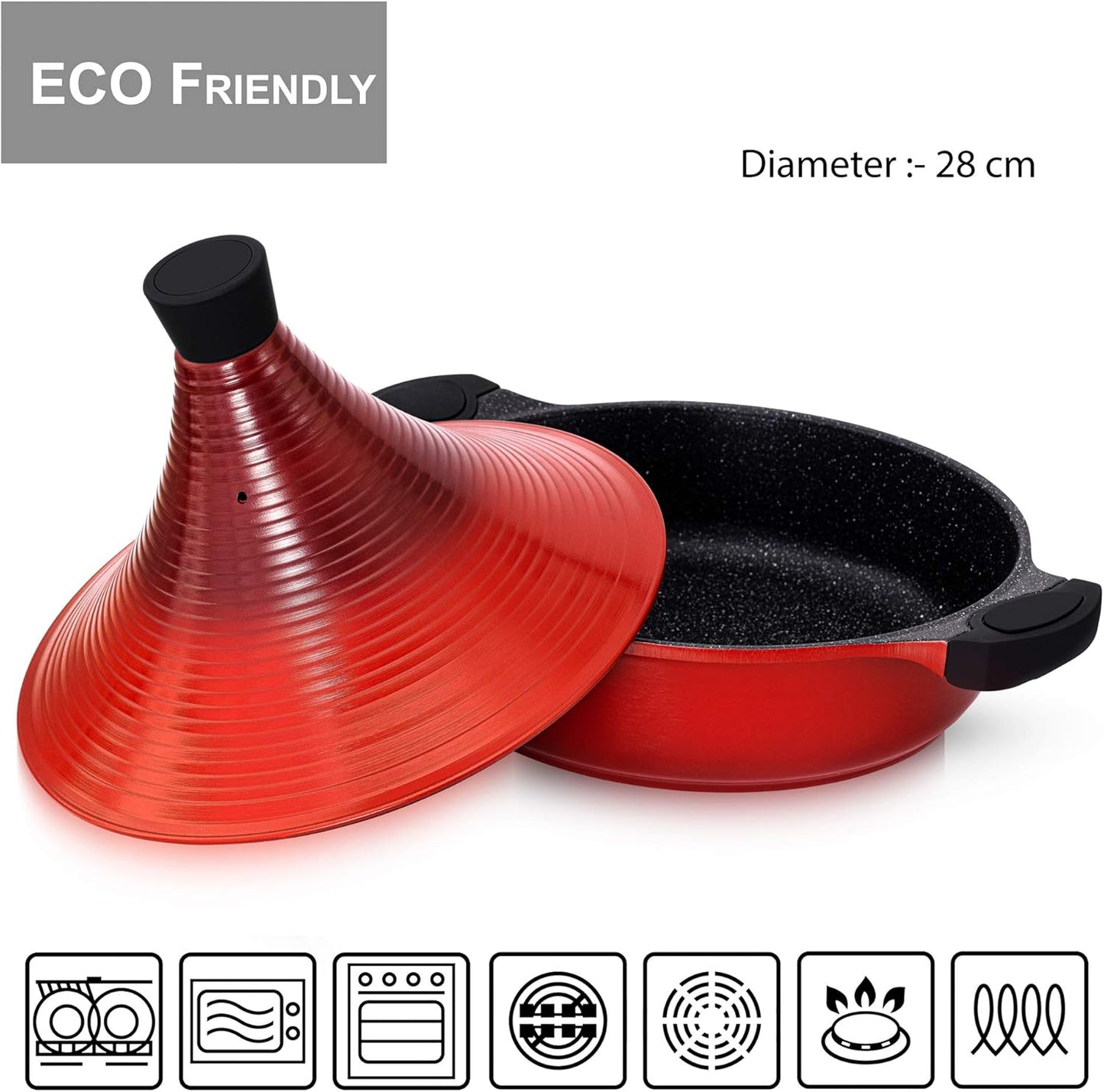 Tajine Topf für alle Herdarten, Rot