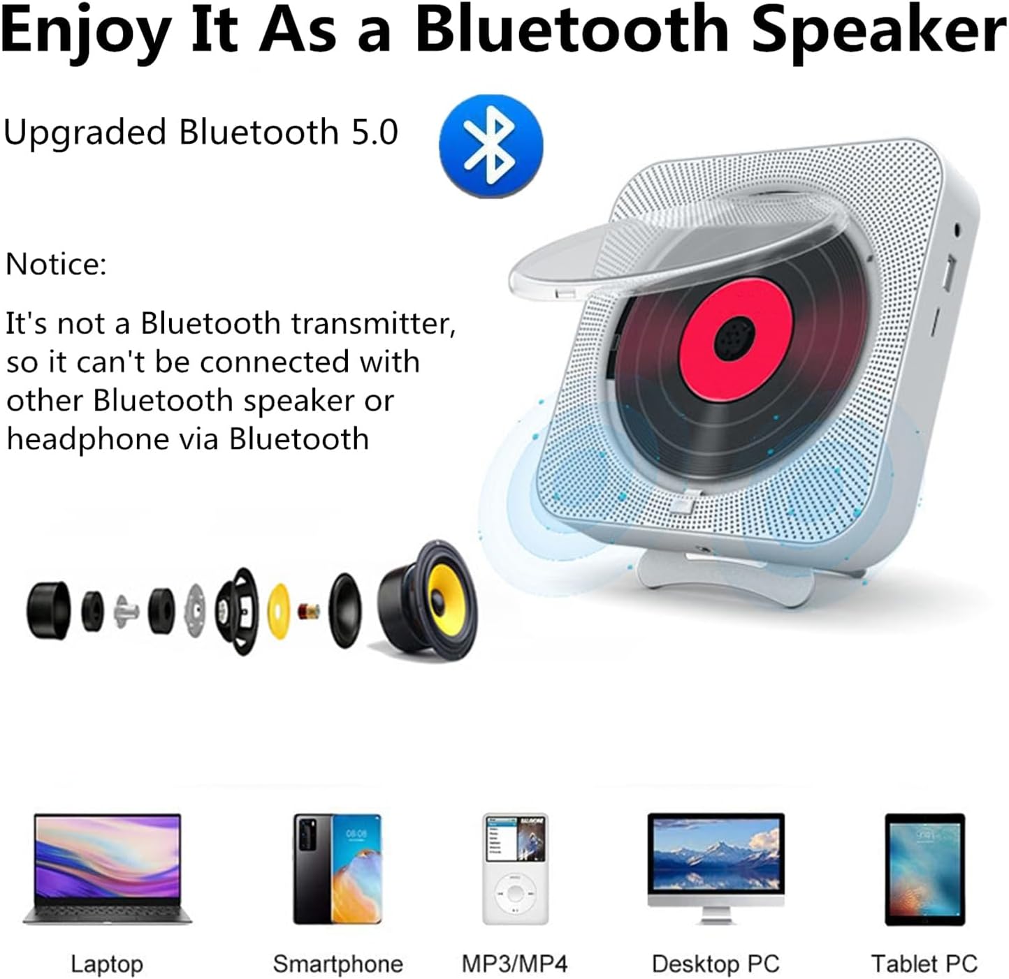CD-Player mit Bluetooth, Weiss