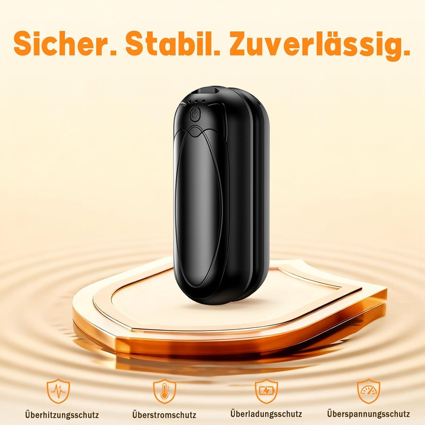 2er-Set Wiederaufladbare Handwärmer, 4-Pack Schwarz