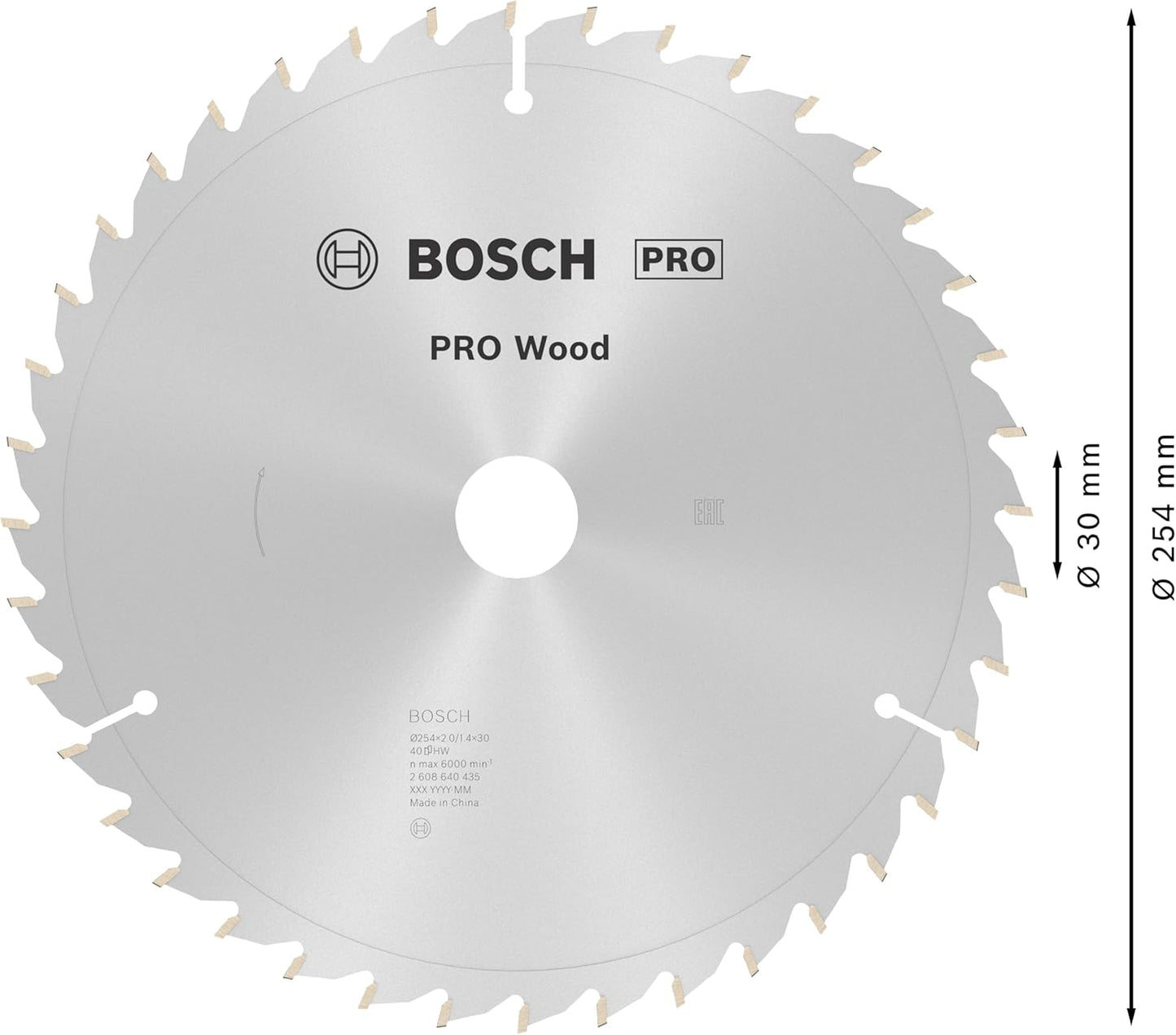 PRO Wood Kreissägeblatt, 254 x 2 x 30 mm, 40 Zähne / Kapp- und Gehrungssäge / 254 x 2/1.4 x 30 mm