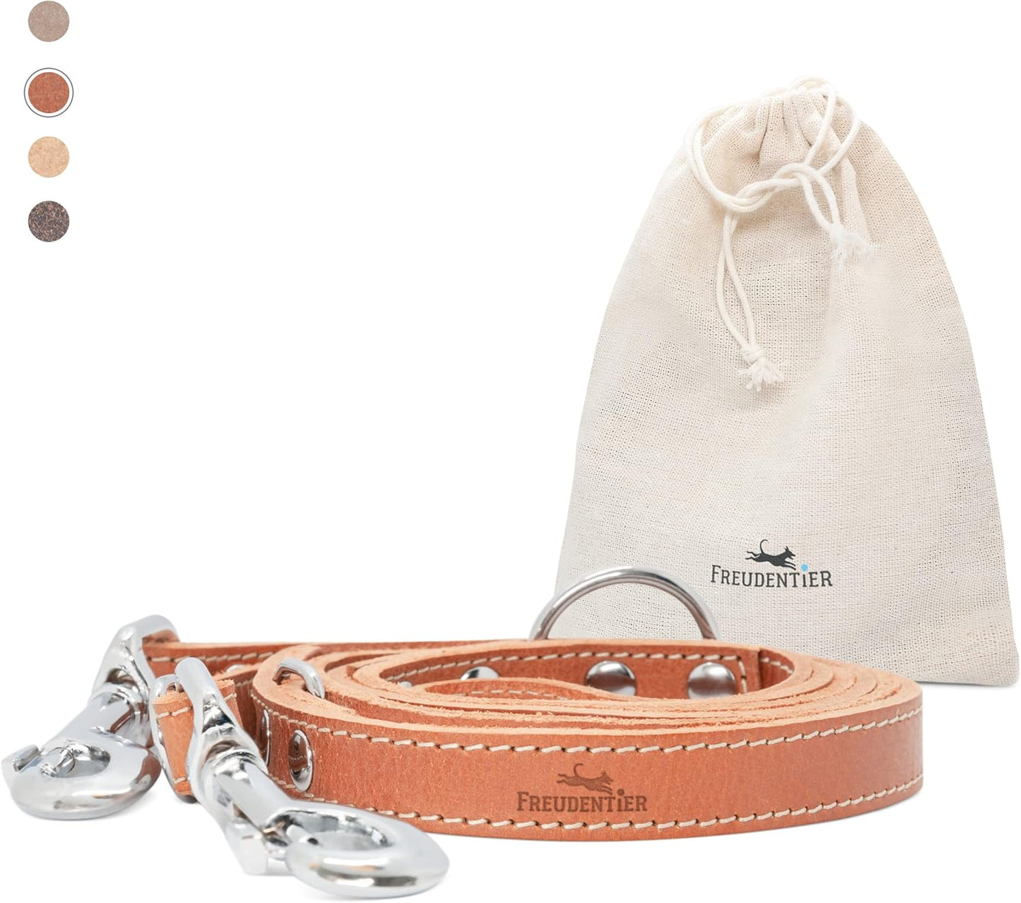 Leder-Hundeleine, 25mm Breite Cognac