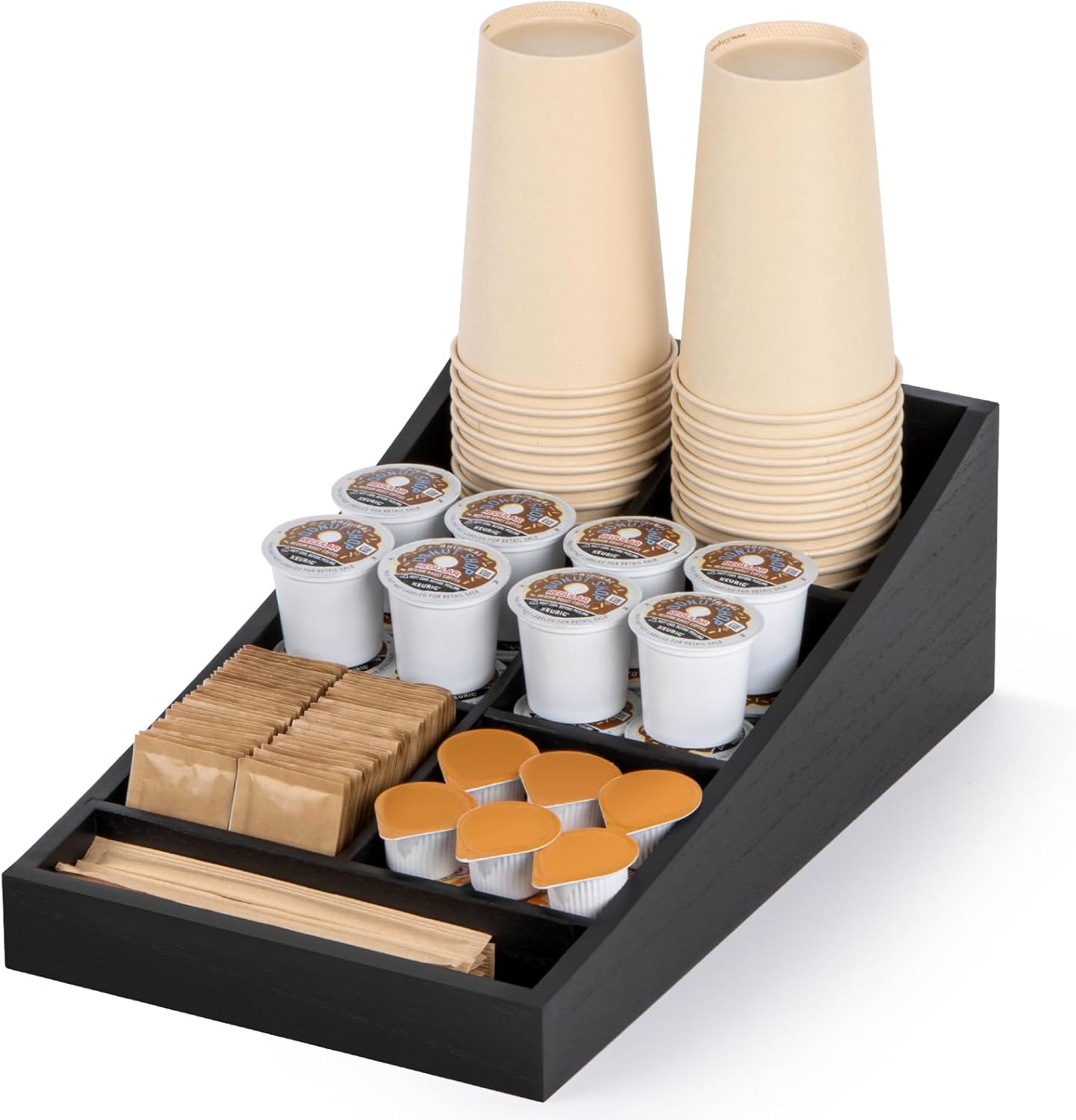 Kaffee-Organizer mit 7 Fächern für Kaffeeecke, Lang und Schmal (7 Fächer)