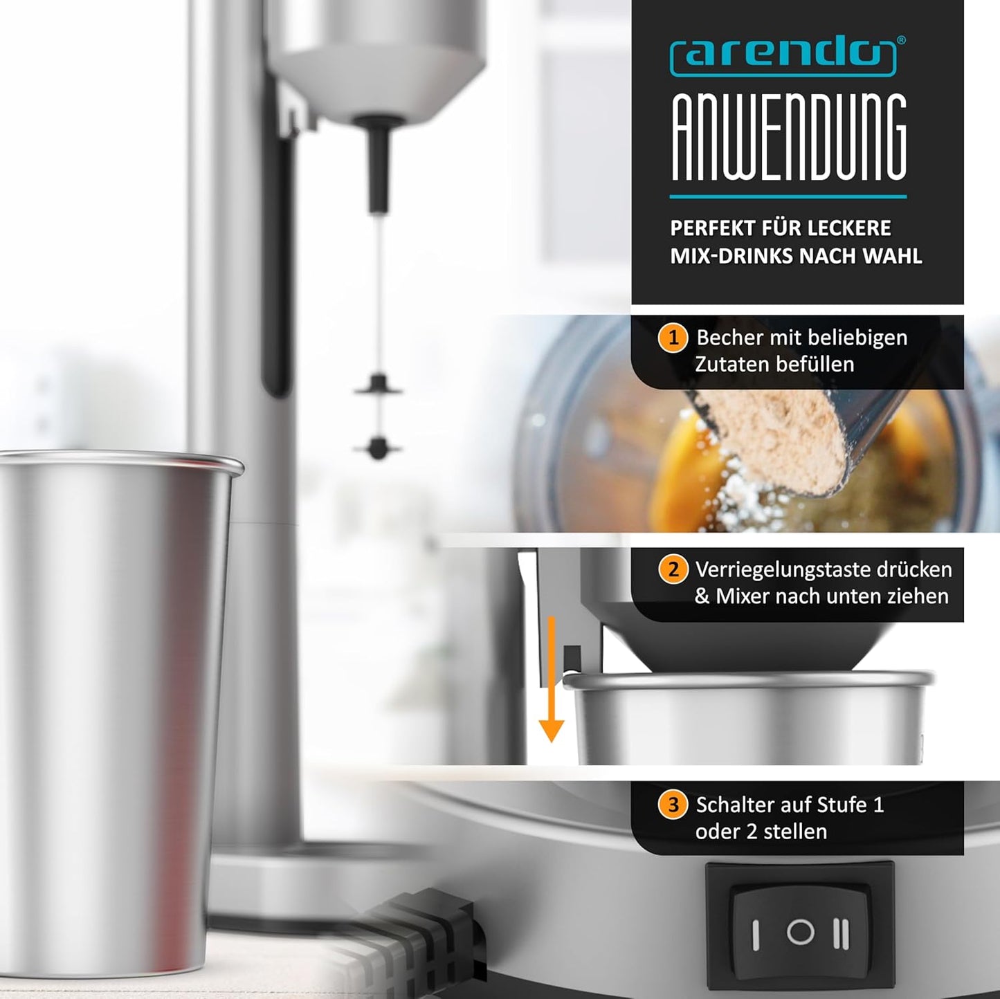 Drink Mixer mit 2 Geschwindigkeiten und 22.000 U/min