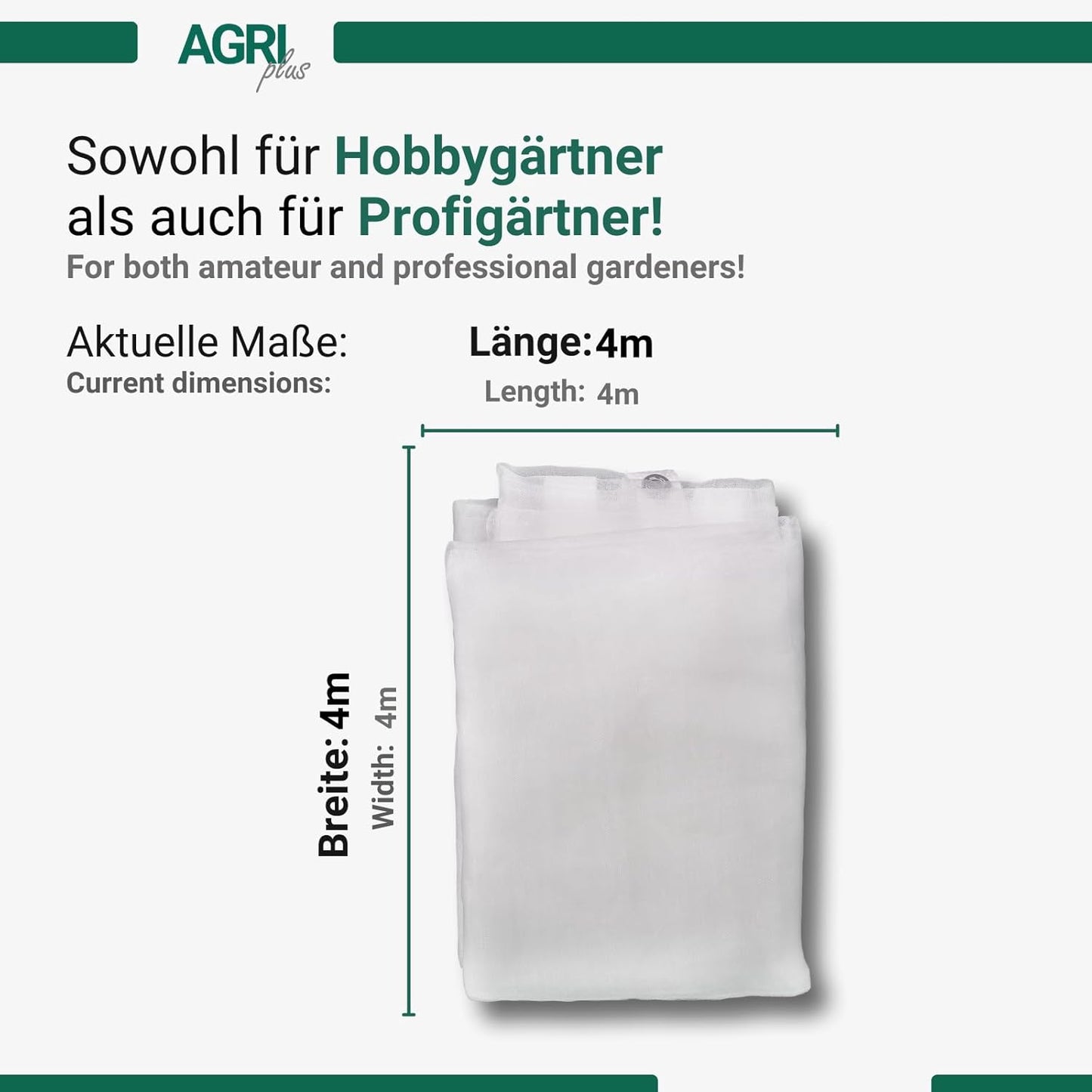 Teichnetz mit Ösen und Randverstärkung, 4 x 4 m, engmaschig, 4,0 x 4,0 m