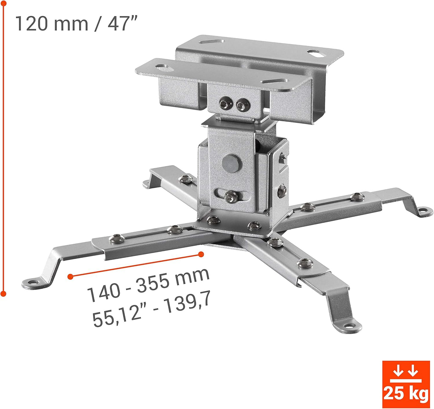 Beamer-Deckenhalterung MultiCel1200S, Deckenabstand - 12 cm Silber