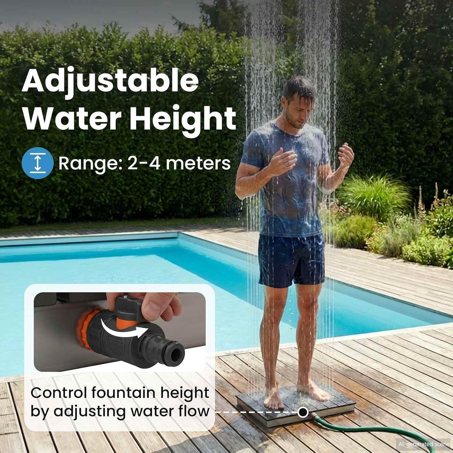 Gartendusche mit Wasserhöheneinstellung, Anthrazit