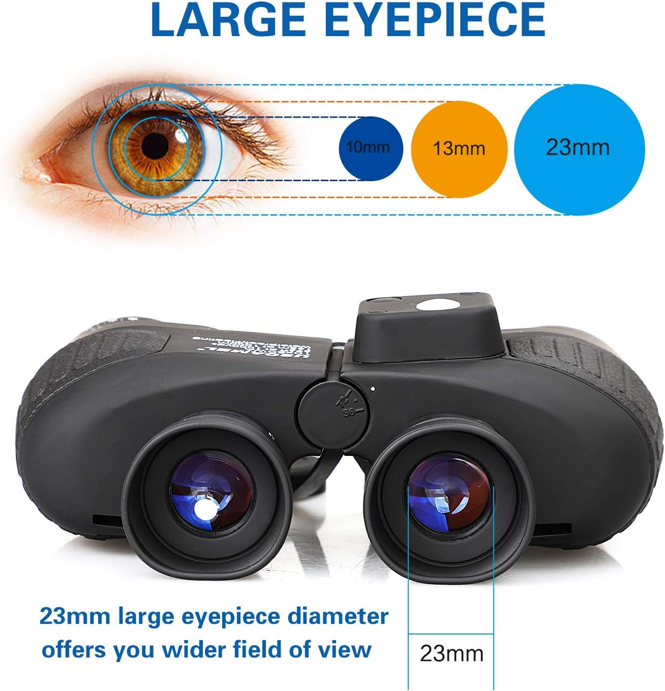 10x50 HD Marine-Fernglas, Schwarz