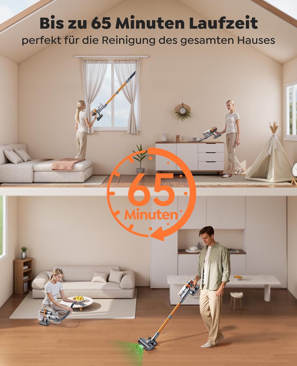 Akku-Staubsauger VAC04 mit Anti-Haar-Wrap