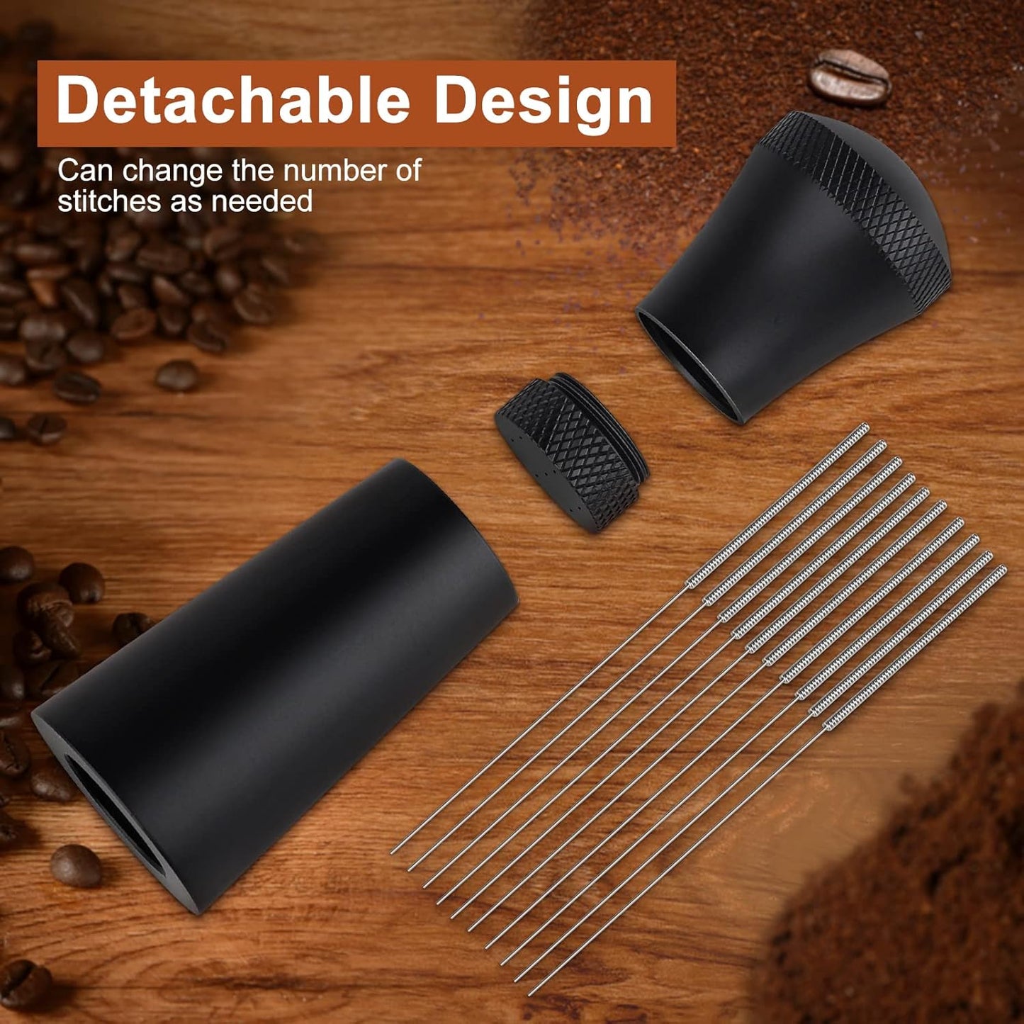 Espresso-Nadel WDT Tool mit 7 feinen Nadeln, Schwarz 1.0