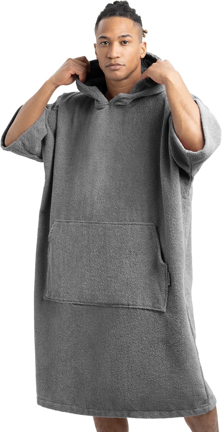 Surf Poncho mit Kapuze, S-M Dunkelgrau