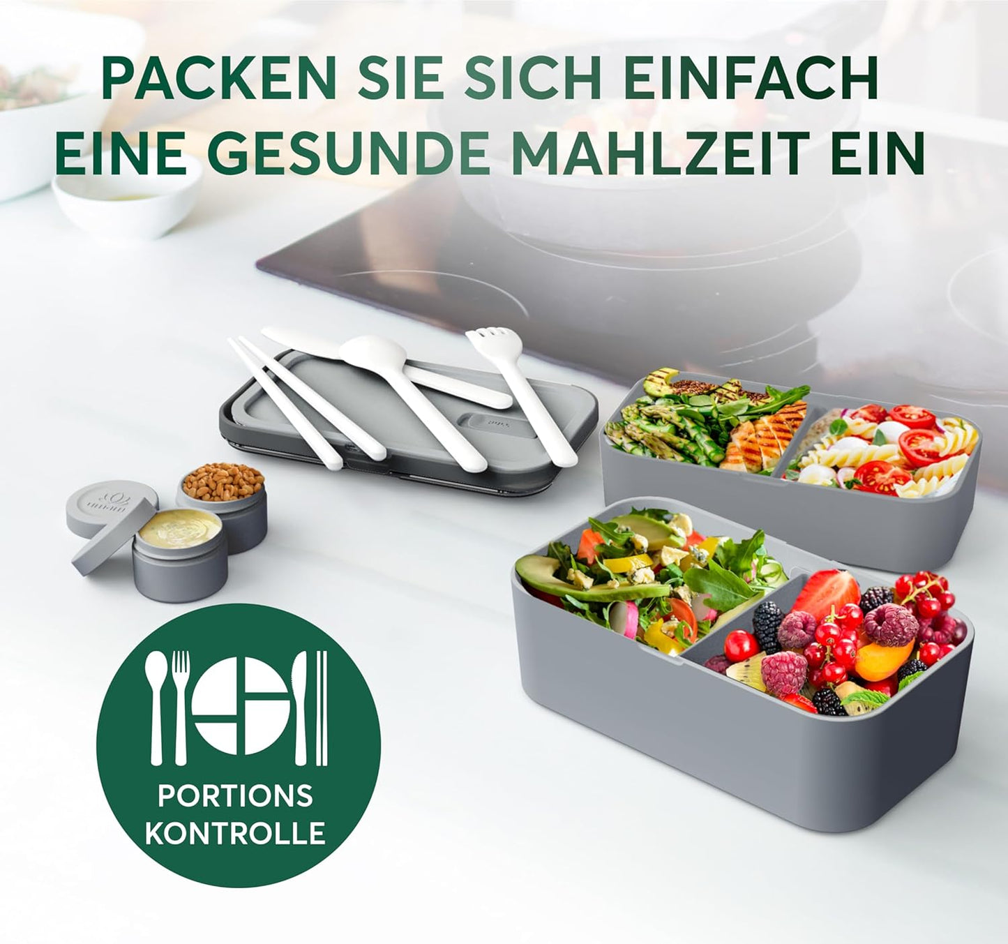 Lunchbox Nestable L, L - 1500 ml ineinander stapelbar Kohlengrau