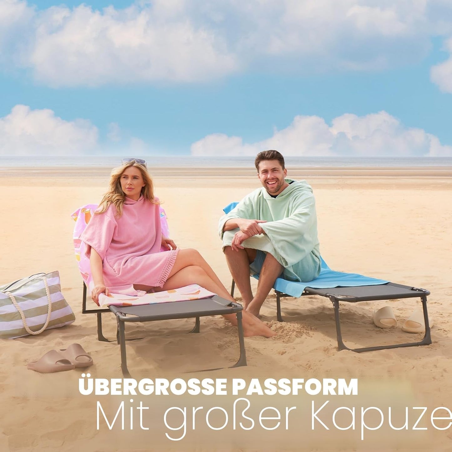 Handtuch-Poncho mit Kapuze, Einheitsgrösse Erröten Rosa