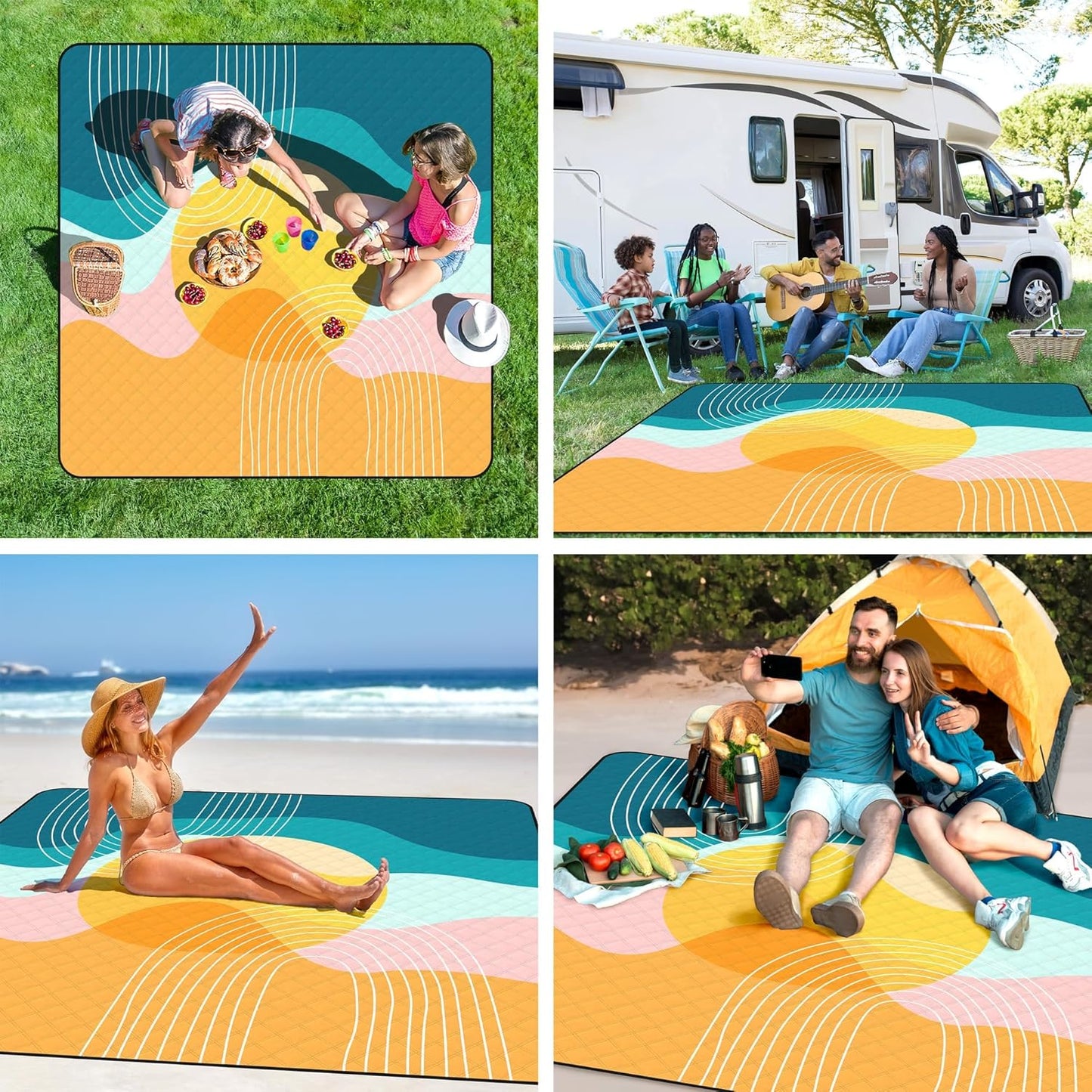 Wasserdichte Picknickdecke, Meer 200 x 200 cm 1