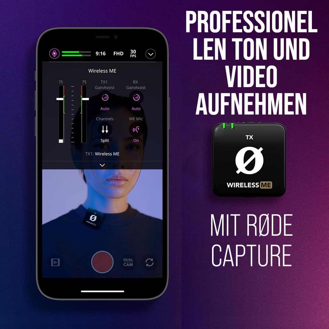 Drahtloses ME TX Mikrofon-System mit GainAssist (100 m), Wireless ME Single schwarz