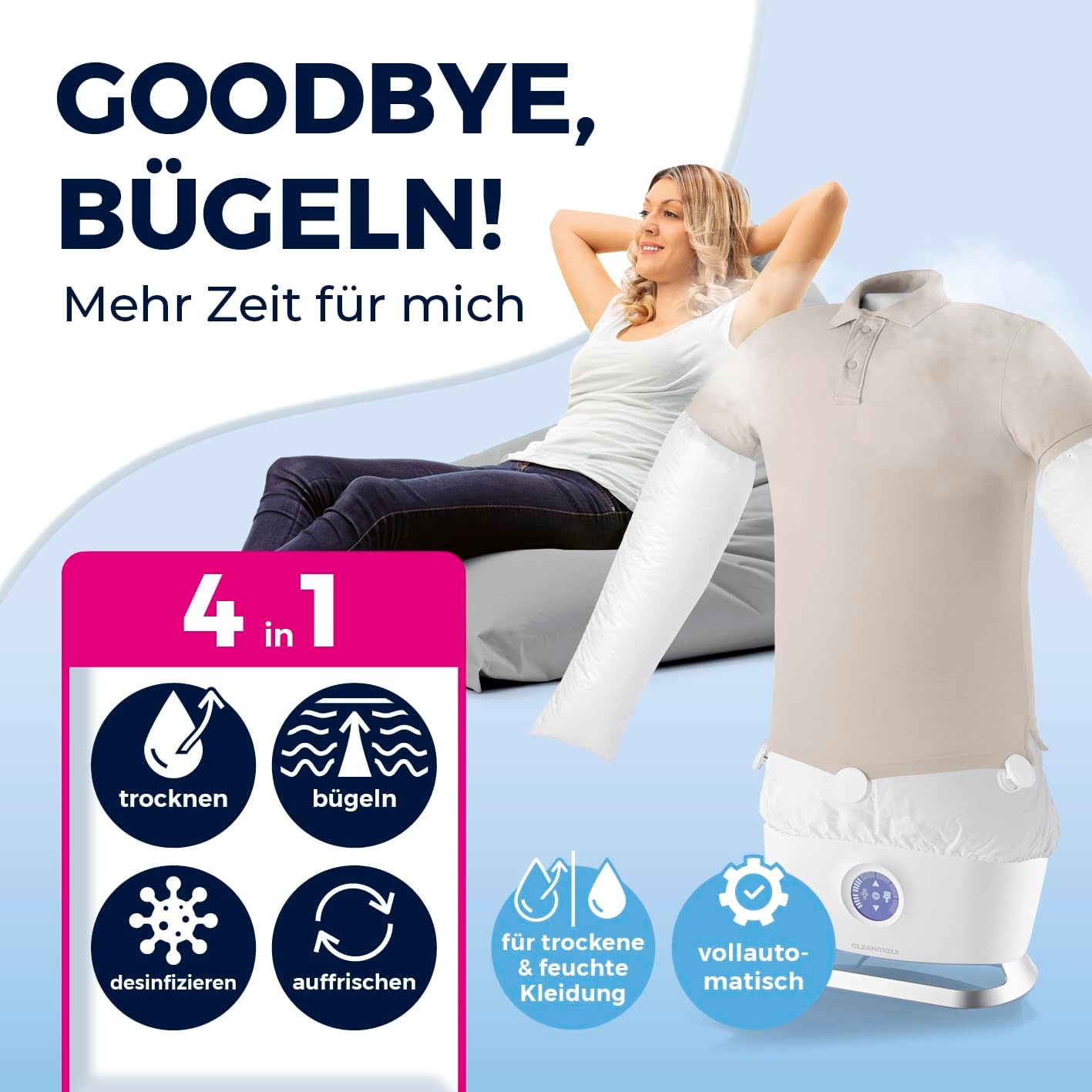 Automatischer Hemden- und Blusenbügler mit Dampffunktion, Hemdenbügler Weiss