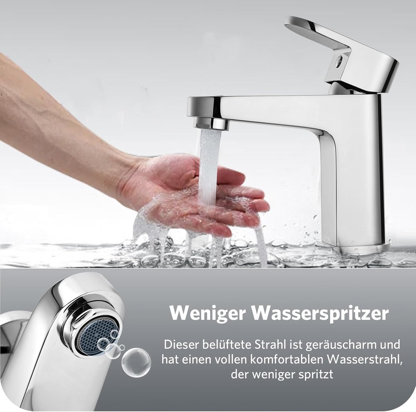 Waschtischarmatur, Chrom|ohne Ablaufgarnitur