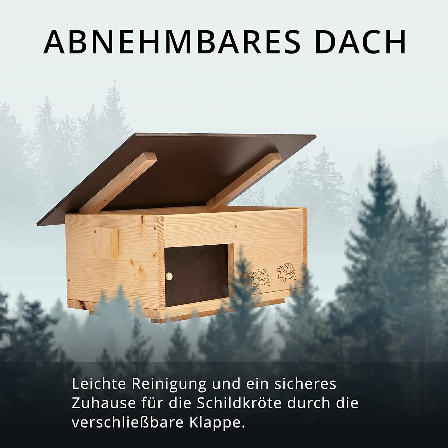 Premium Schildkrötenhaus aus Vollholz, Lasiert