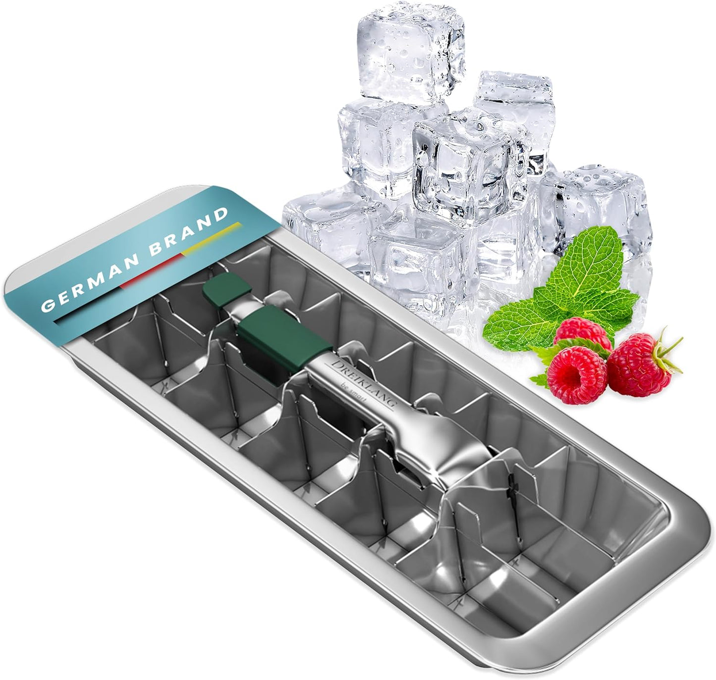 Eiswürfelform aus Edelstahl mit Hebelgriff, Hebel mit Komfortgriff