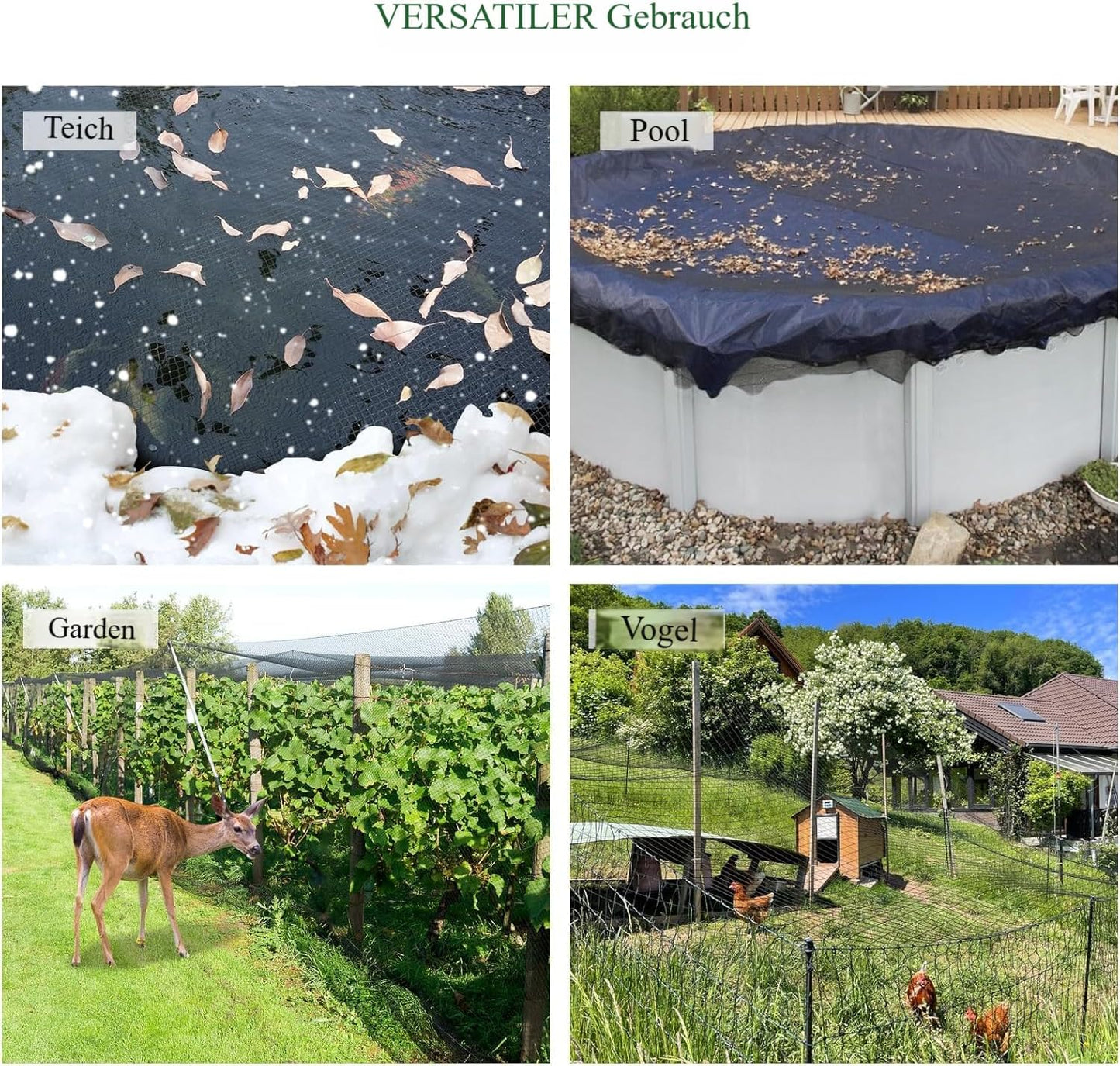 Feinmaschiges Teich- und Vogelschutznetz 15x15m